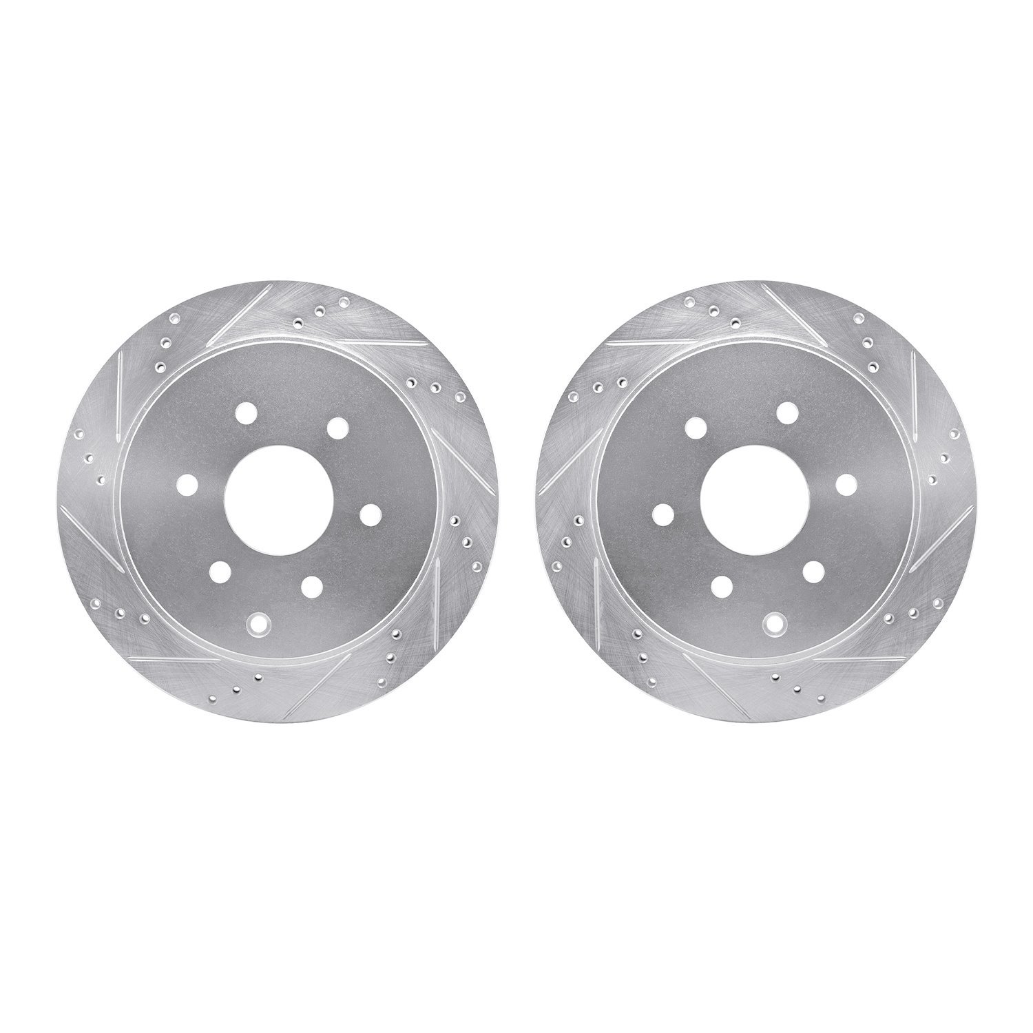7002-68019 Drilled/Slotted Brake Rotors [Silver], Fits Select Infiniti/Nissan, Position: Rear