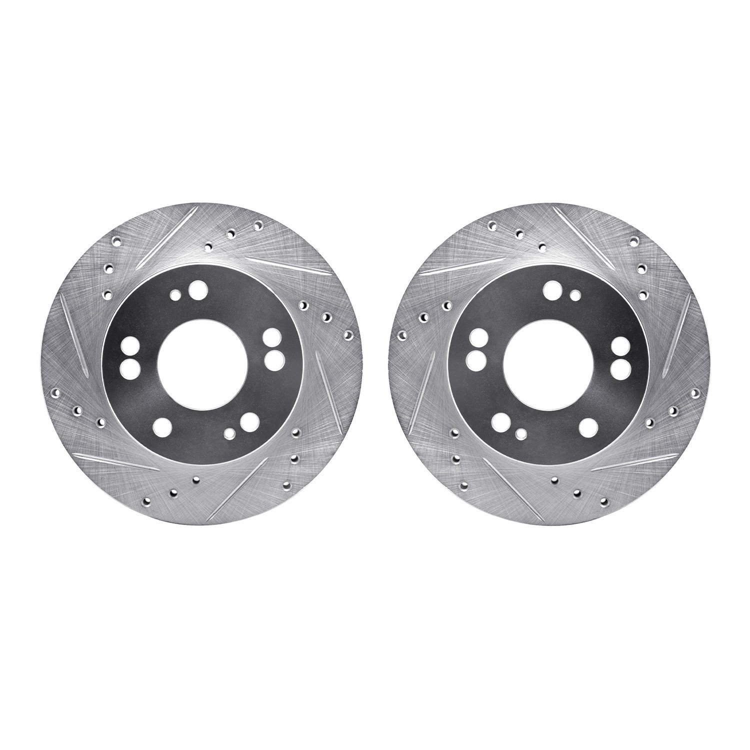 7002-72002 Drilled/Slotted Brake Rotors [Silver], 1990-2005 Multiple Makes/Models, Position: Front