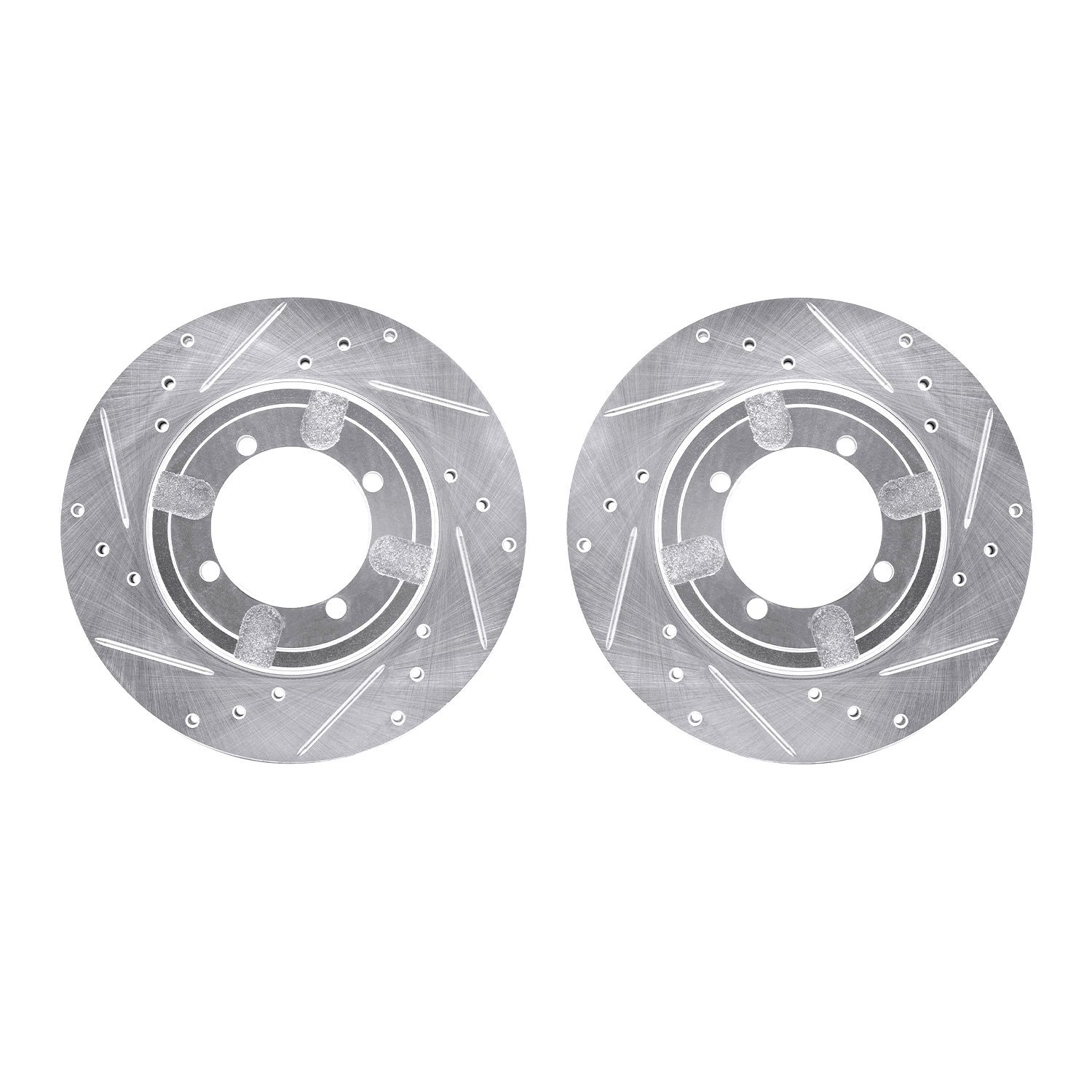 7002-72008 Drilled/Slotted Brake Rotors [Silver], 1984-1990 Multiple Makes/Models, Position: Front