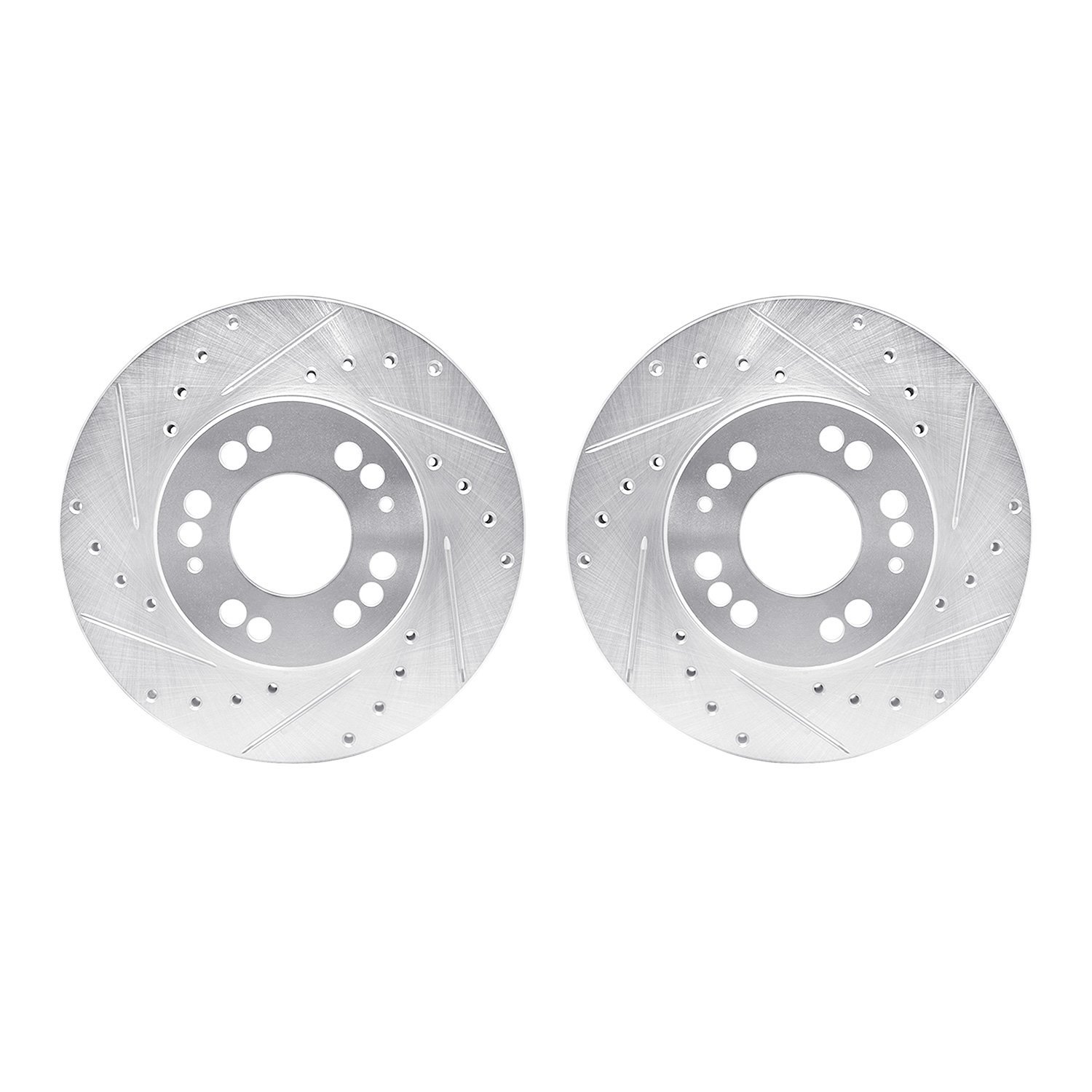 7002-72020 Drilled/Slotted Brake Rotors [Silver], 1991-2004 Multiple Makes/Models, Position: Front