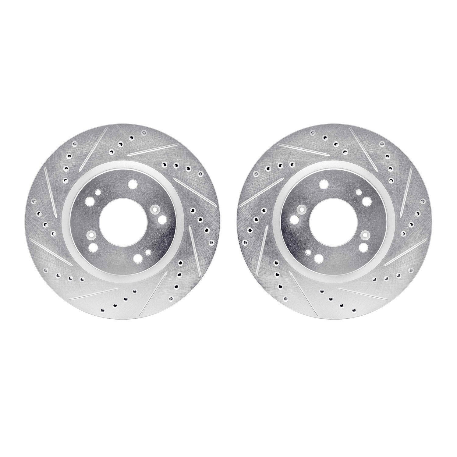 7002-72023 Drilled/Slotted Brake Rotors [Silver], 2004-2012 Mitsubishi, Position: Front