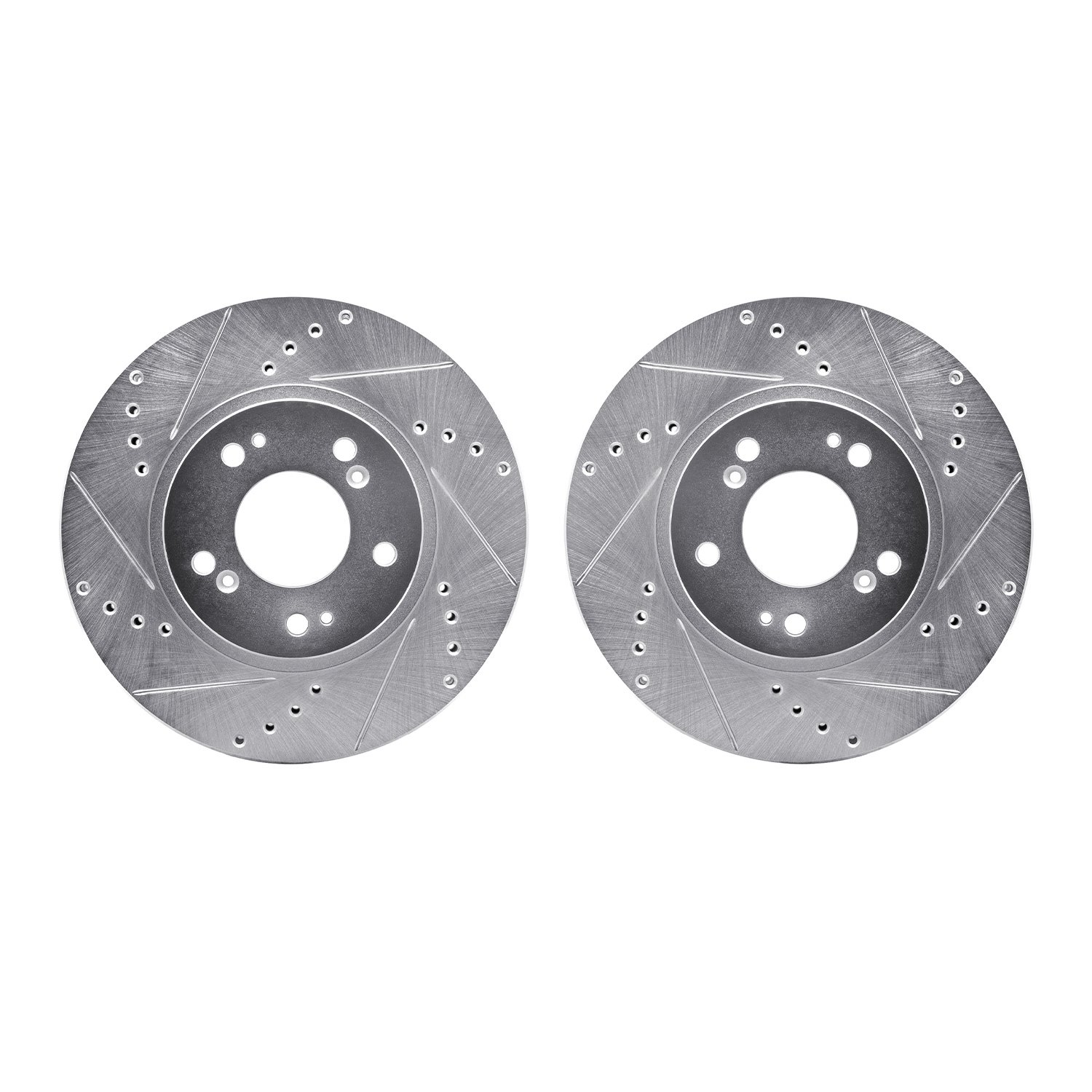 7002-72024 Drilled/Slotted Brake Rotors [Silver], 2004-2011 Mitsubishi, Position: Front
