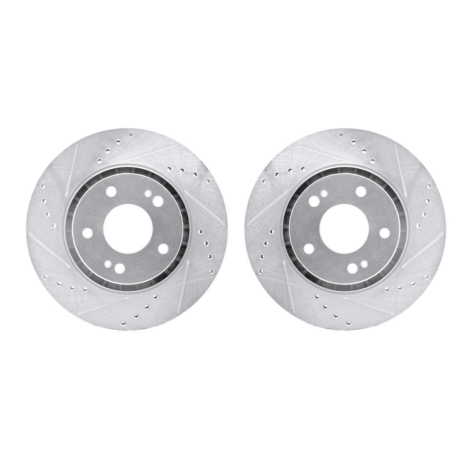 7002-72032 Drilled/Slotted Brake Rotors [Silver], 2009-2015 Mitsubishi, Position: Front
