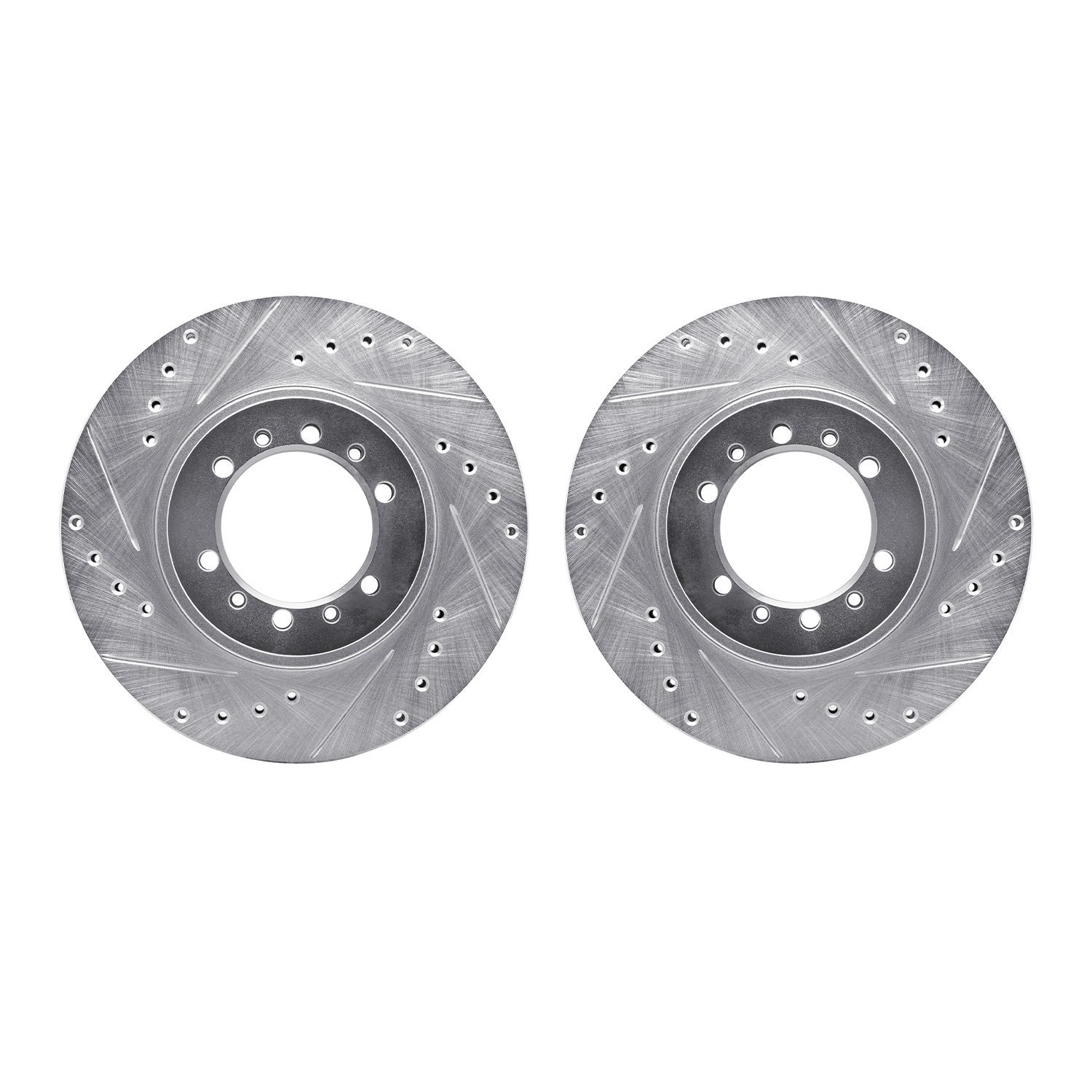 7002-72035 Drilled/Slotted Brake Rotors [Silver], 1990-2004 Mitsubishi, Position: Front