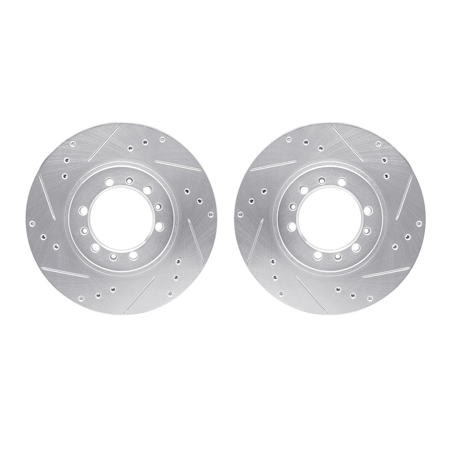 7002-72036 Drilled/Slotted Brake Rotors [Silver], 1994-2000 Mitsubishi, Position: Front