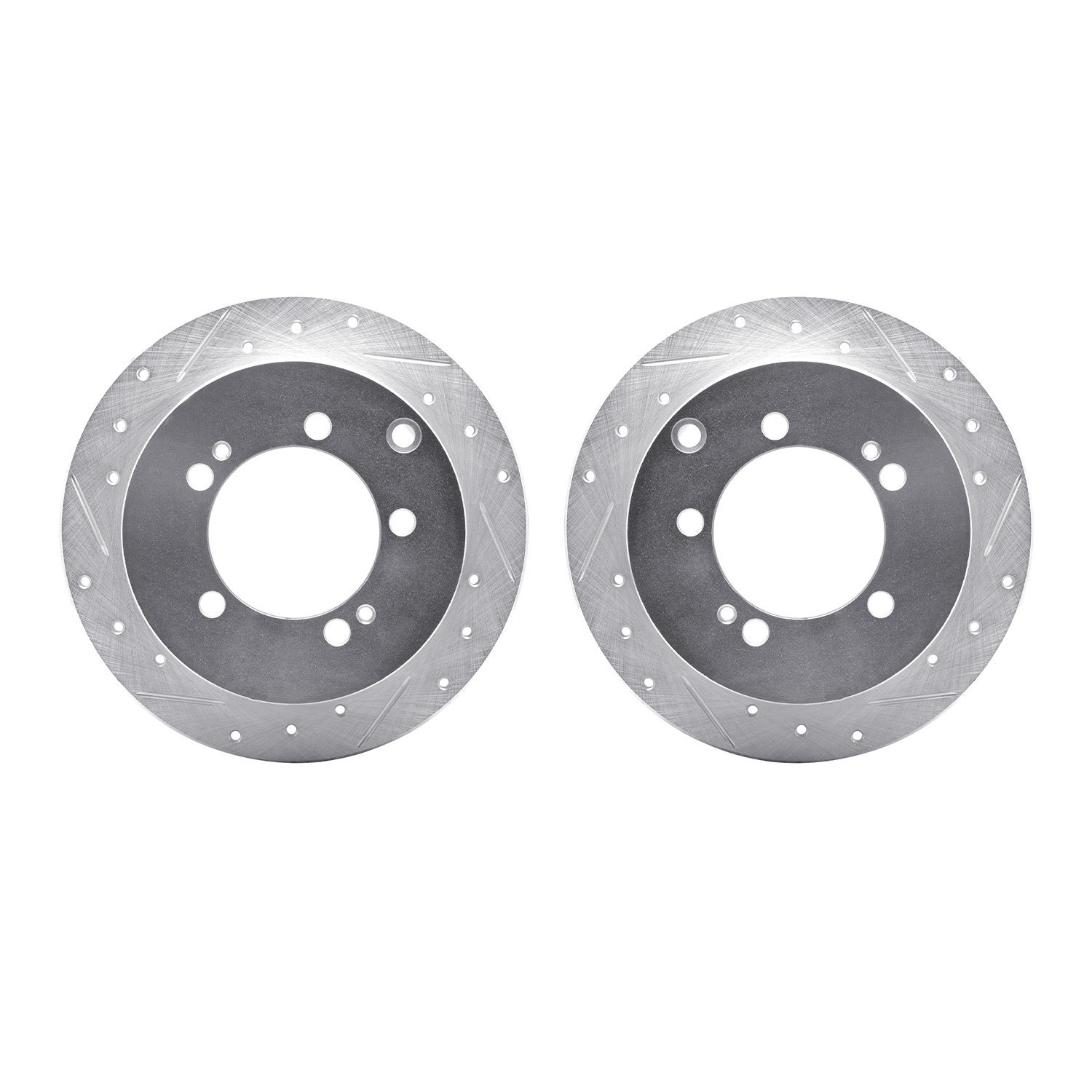 7002-72044 Drilled/Slotted Brake Rotors [Silver], 1994-2007 Multiple Makes/Models, Position: Rear