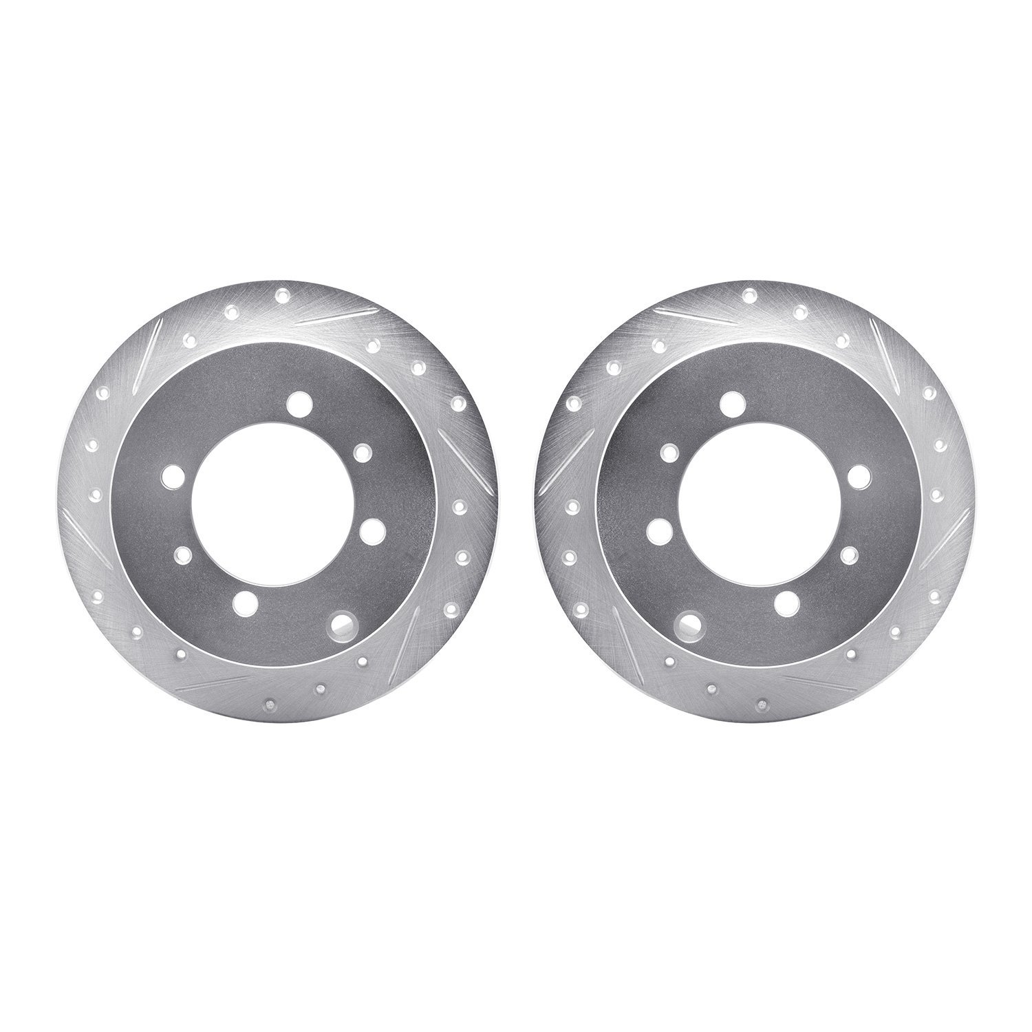 7002-72046 Drilled/Slotted Brake Rotors [Silver], 1992-2004 Multiple Makes/Models, Position: Rear