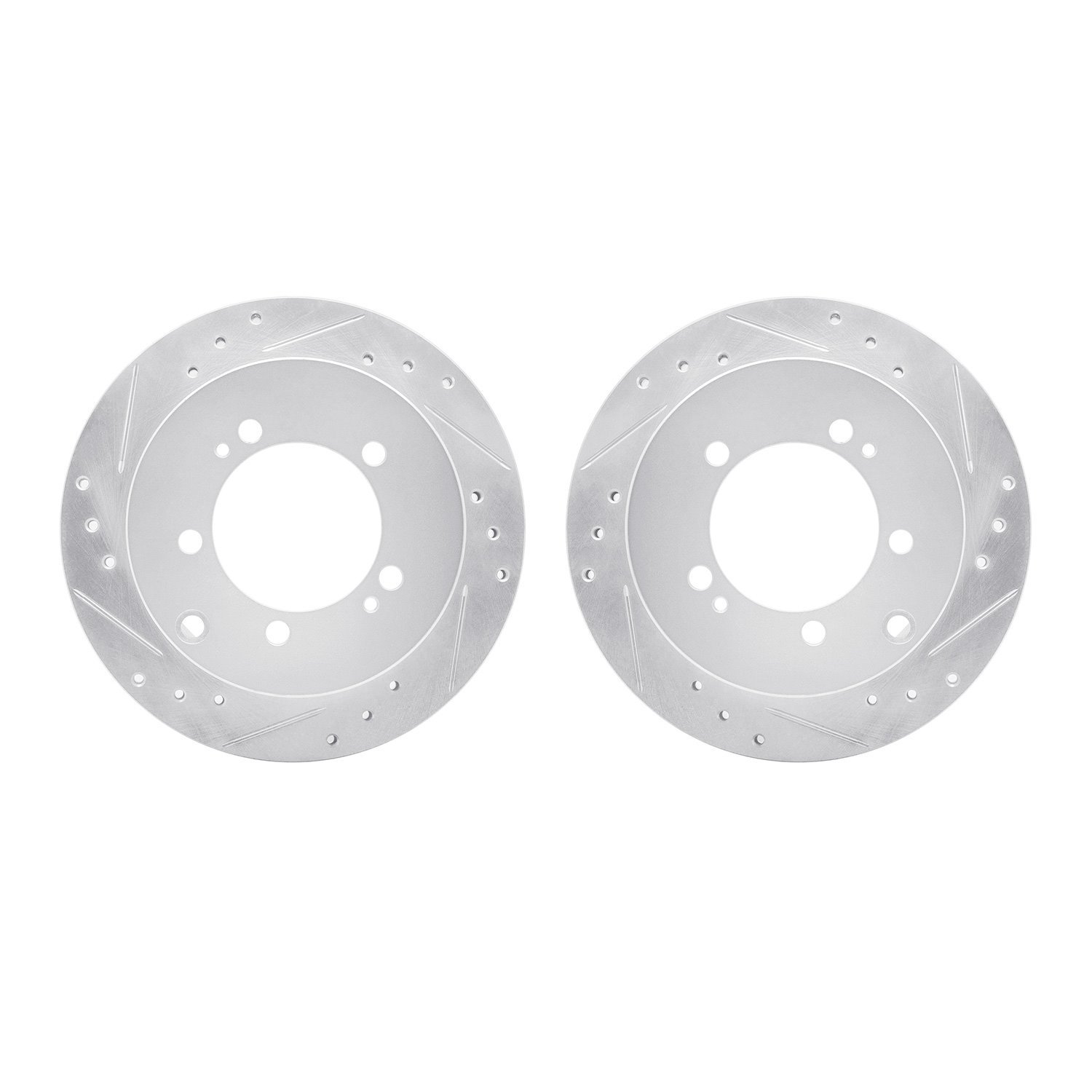 7002-72049 Drilled/Slotted Brake Rotors [Silver], 1991-1999 Multiple Makes/Models, Position: Rear