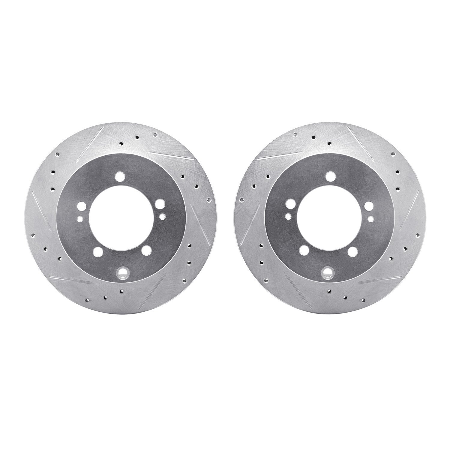 7002-72052 Drilled/Slotted Brake Rotors [Silver], 1994-1995 Multiple Makes/Models, Position: Rear