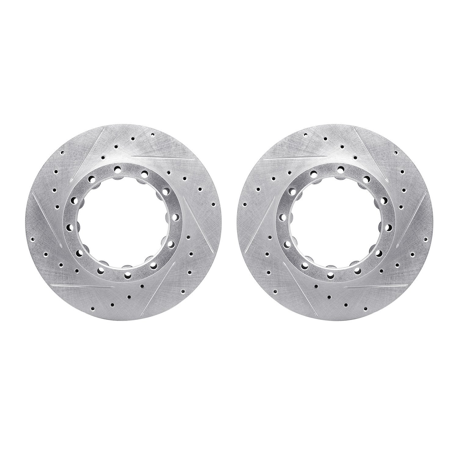 7002-72053 Drilled/Slotted Brake Rotors [Silver], 2005-2020 Multiple Makes/Models, Position: Rear