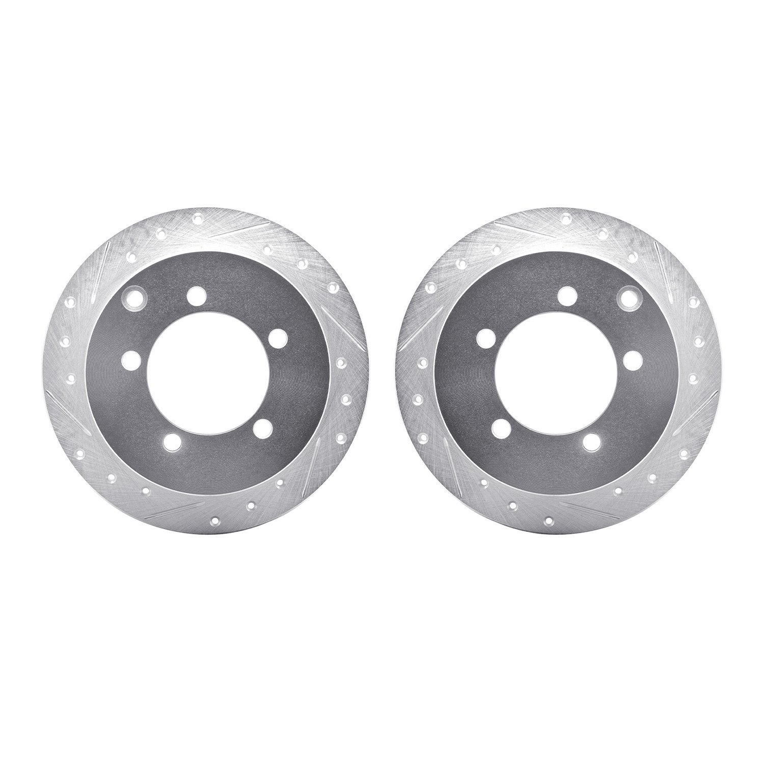 7002-72056 Drilled/Slotted Brake Rotors [Silver], 1997-2004 Mitsubishi, Position: Rear