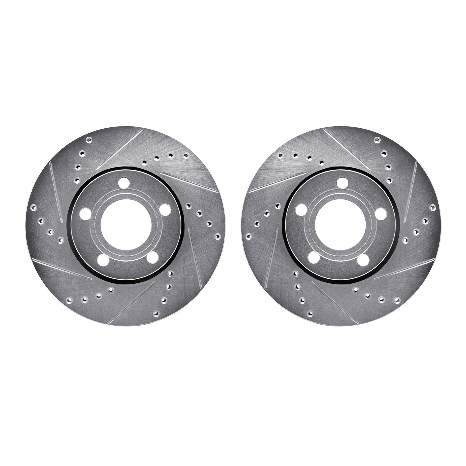 7002-73002 Drilled/Slotted Brake Rotors [Silver], 1986-1991 Audi/Volkswagen, Position: Front