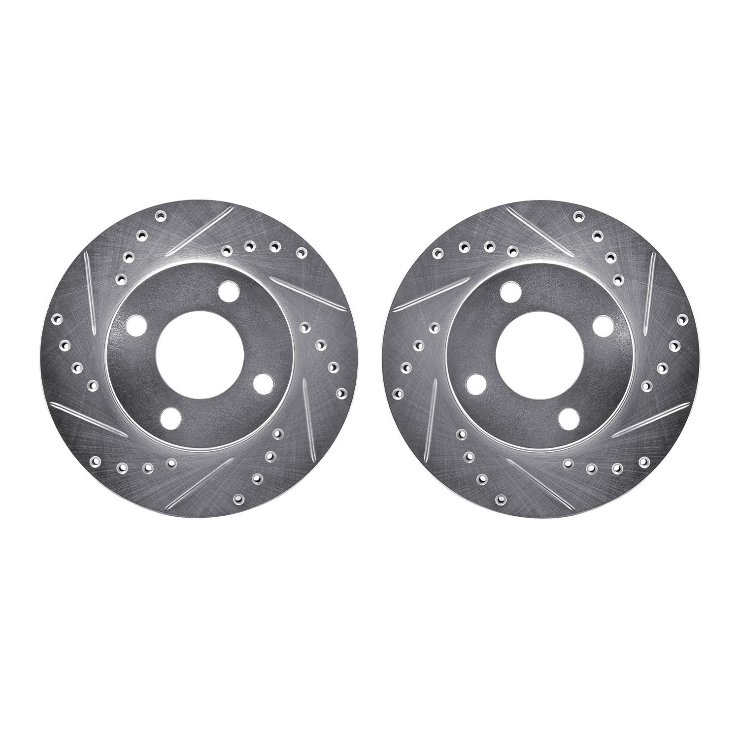 7002-73007 Drilled/Slotted Brake Rotors [Silver], 1990-1991 Audi/Volkswagen, Position: Front