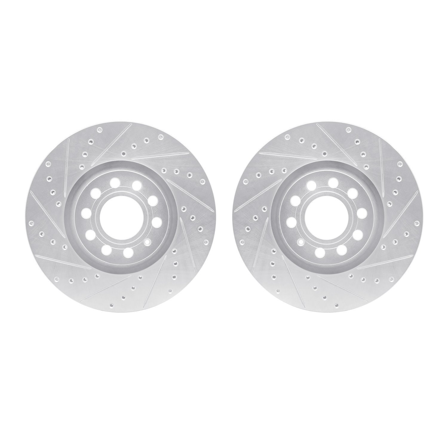 7002-73010 Drilled/Slotted Brake Rotors [Silver], 1997-2006 Audi/Volkswagen, Position: Front