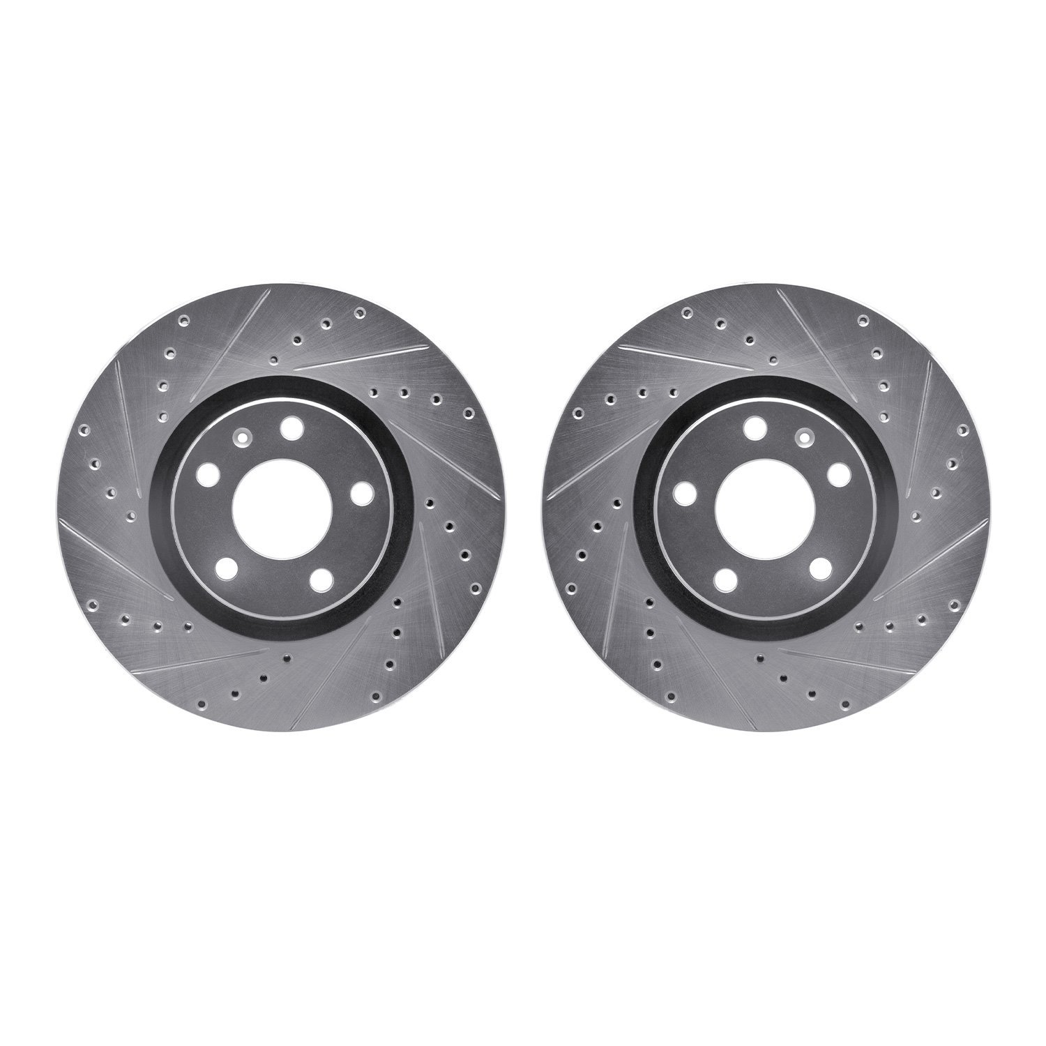 7002-73016 Drilled/Slotted Brake Rotors [Silver], 2005-2011 Audi/Volkswagen, Position: Front