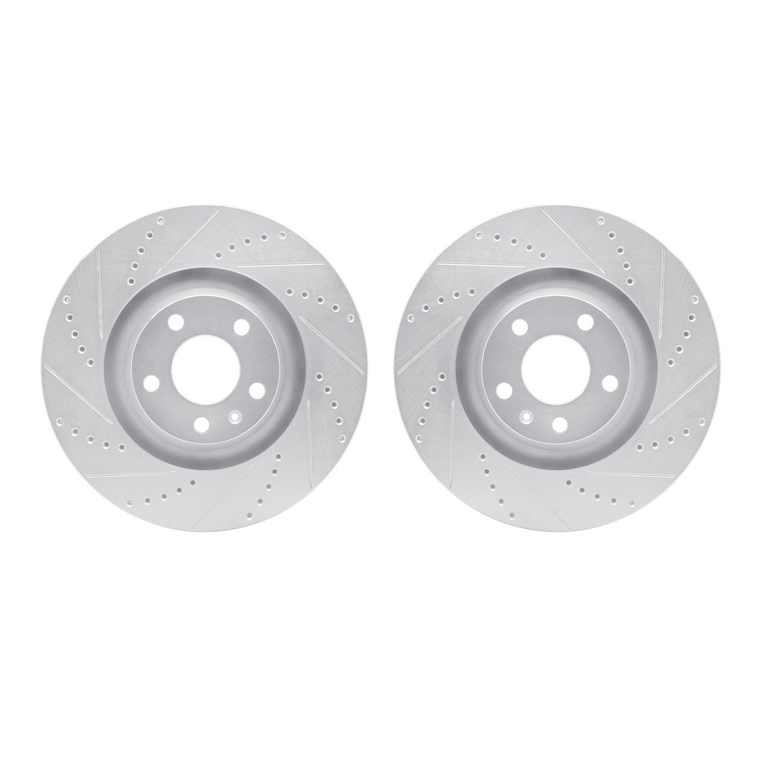 7002-73021 Drilled/Slotted Brake Rotors [Silver], 2005-2011 Audi/Volkswagen, Position: Front