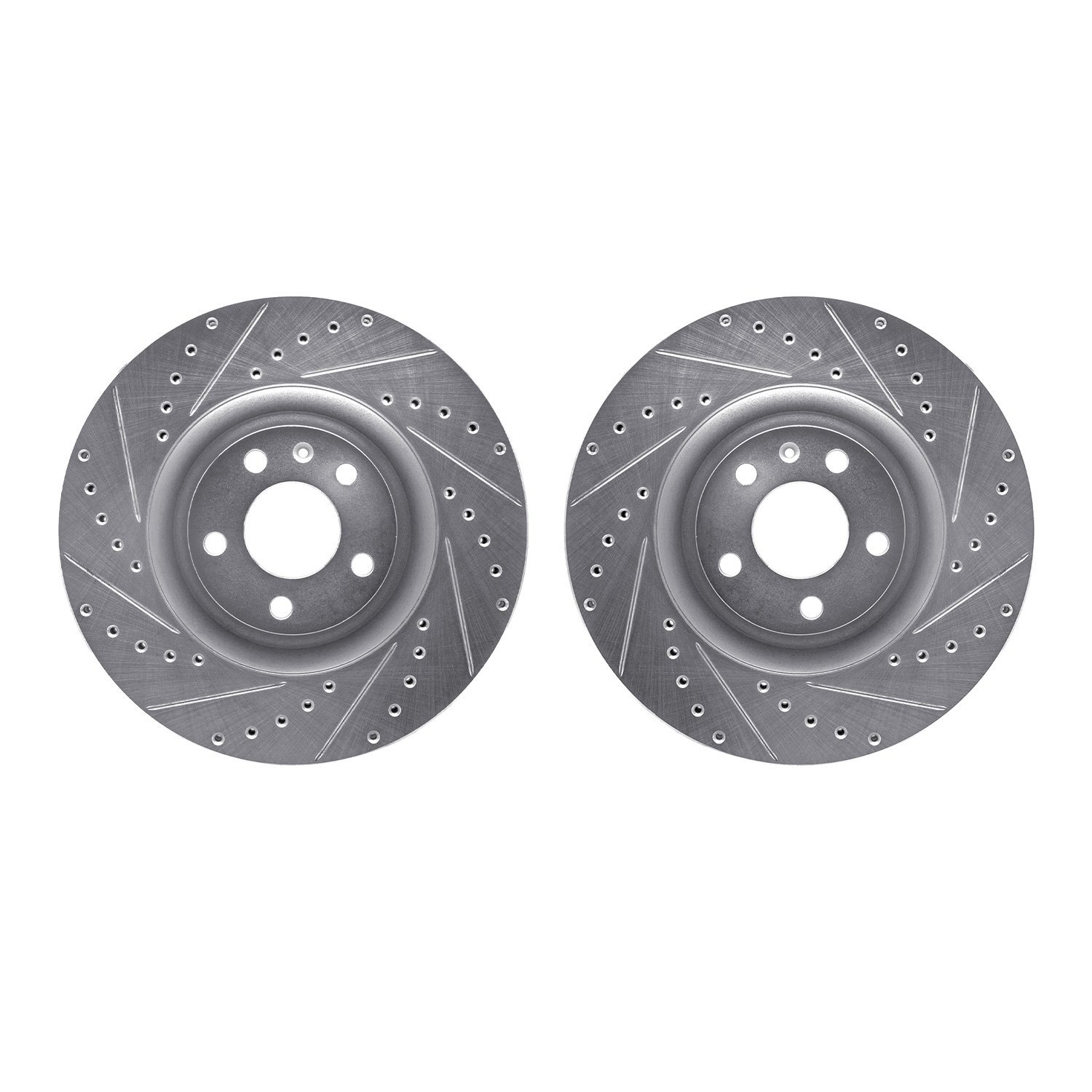 7002-73032 Drilled/Slotted Brake Rotors [Silver], 2004-2009 Audi/Volkswagen, Position: Front