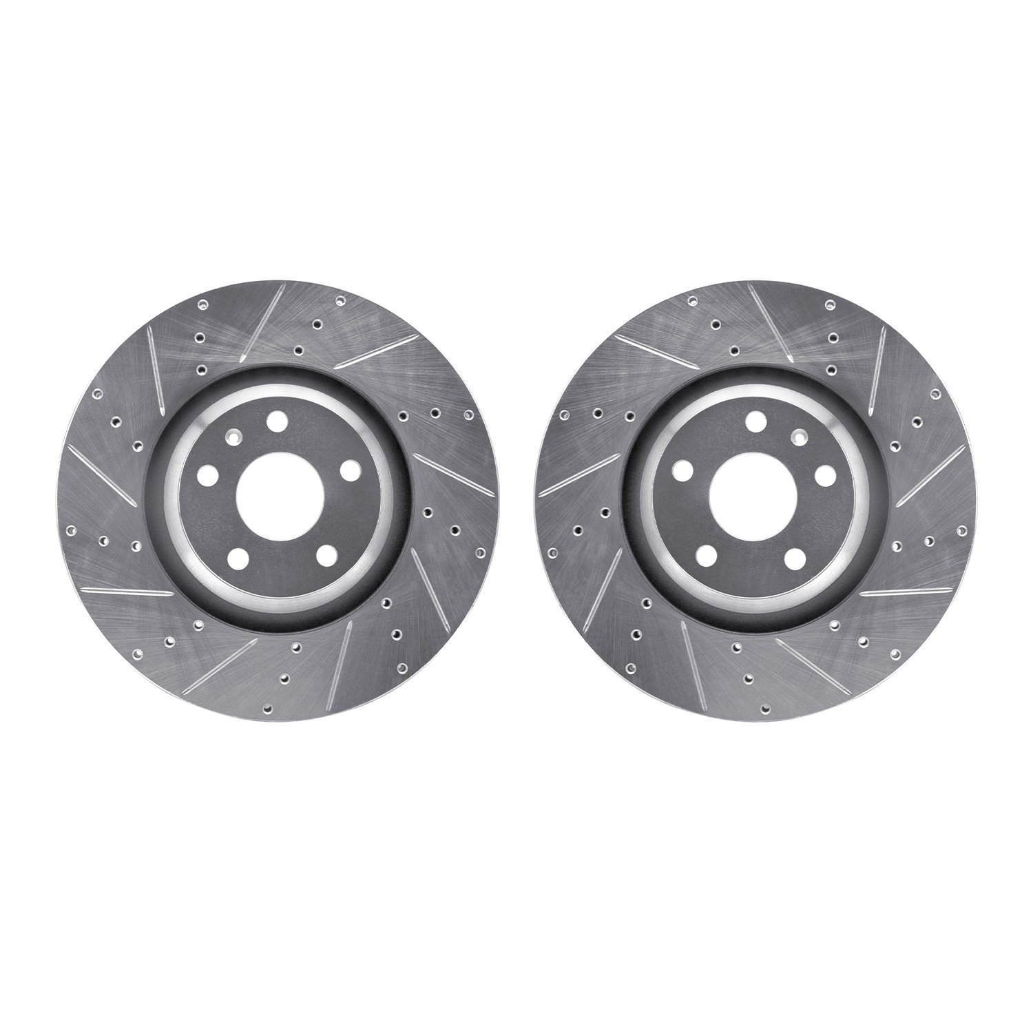 7002-73037 Drilled/Slotted Brake Rotors [Silver], 2012-2015 Audi/Volkswagen, Position: Front