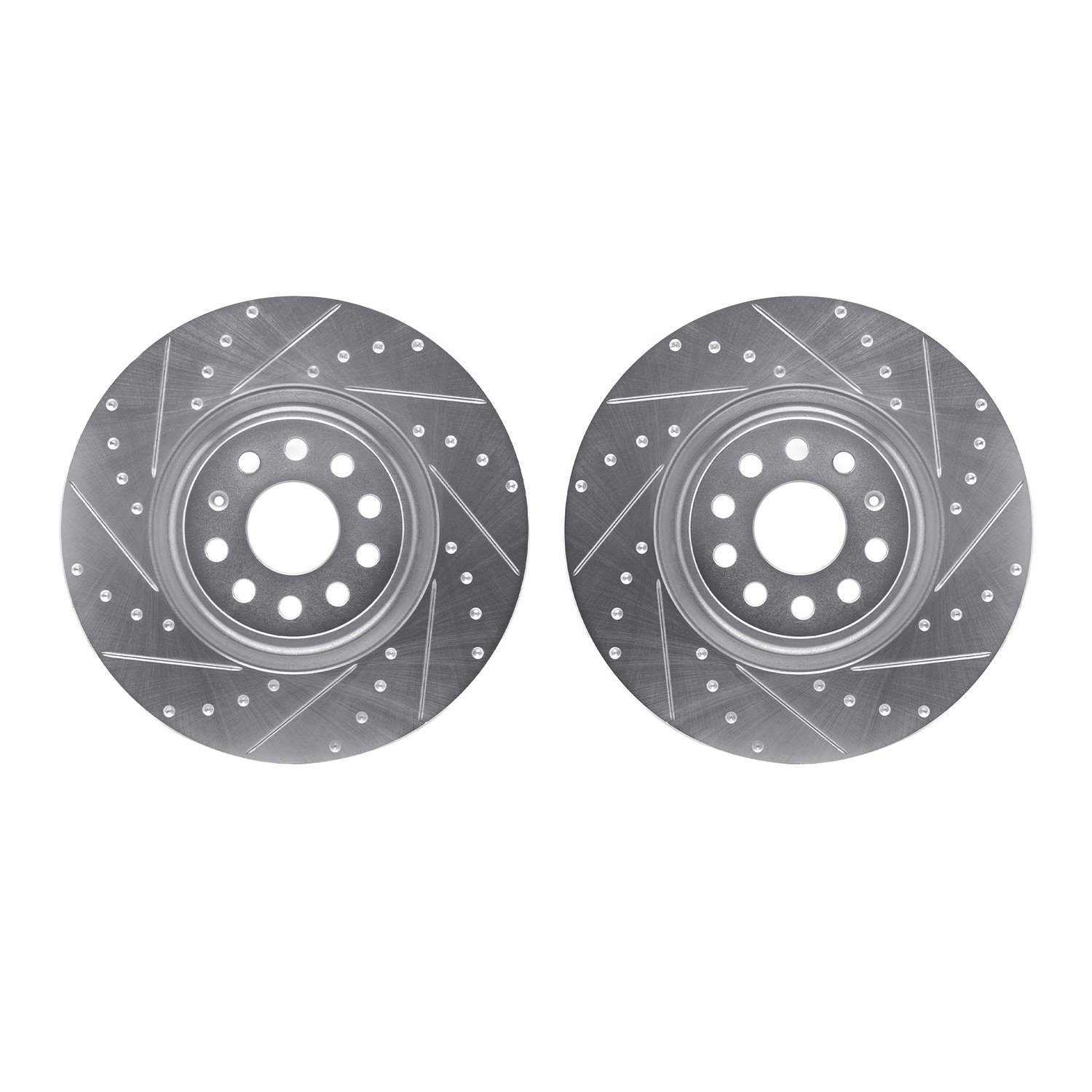 7002-73038 Drilled/Slotted Brake Rotors [Silver], Fits Select Multiple Makes/Models, Position: Front