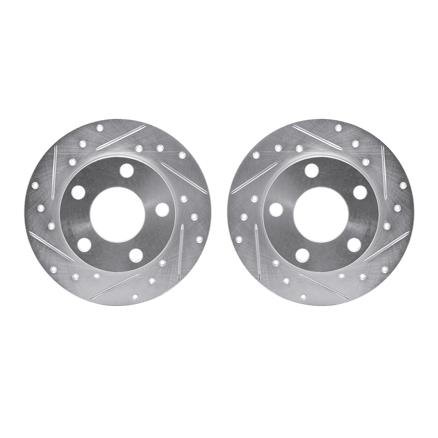 7002-73042 Drilled/Slotted Brake Rotors [Silver], 1986-2000 Audi/Volkswagen, Position: Rear