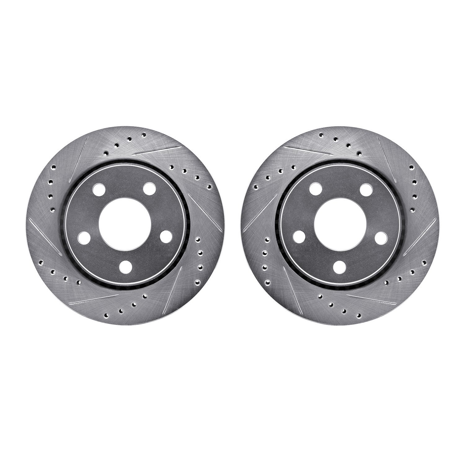7002-73043 Drilled/Slotted Brake Rotors [Silver], 1986-1991 Audi/Volkswagen, Position: Rear
