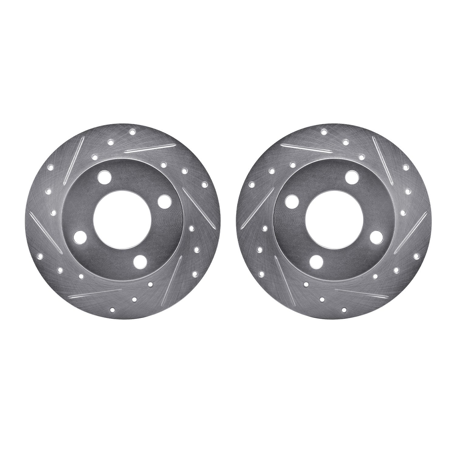 7002-73045 Drilled/Slotted Brake Rotors [Silver], 1982-1998 Audi/Volkswagen, Position: Rear