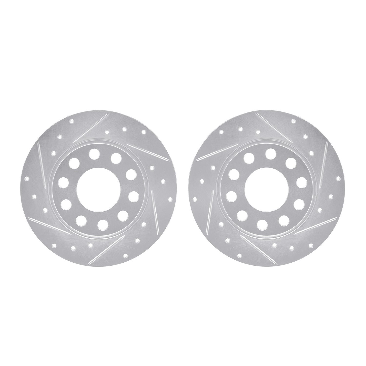 7002-73047 Drilled/Slotted Brake Rotors [Silver], 2000-2008 Audi/Volkswagen, Position: Rear