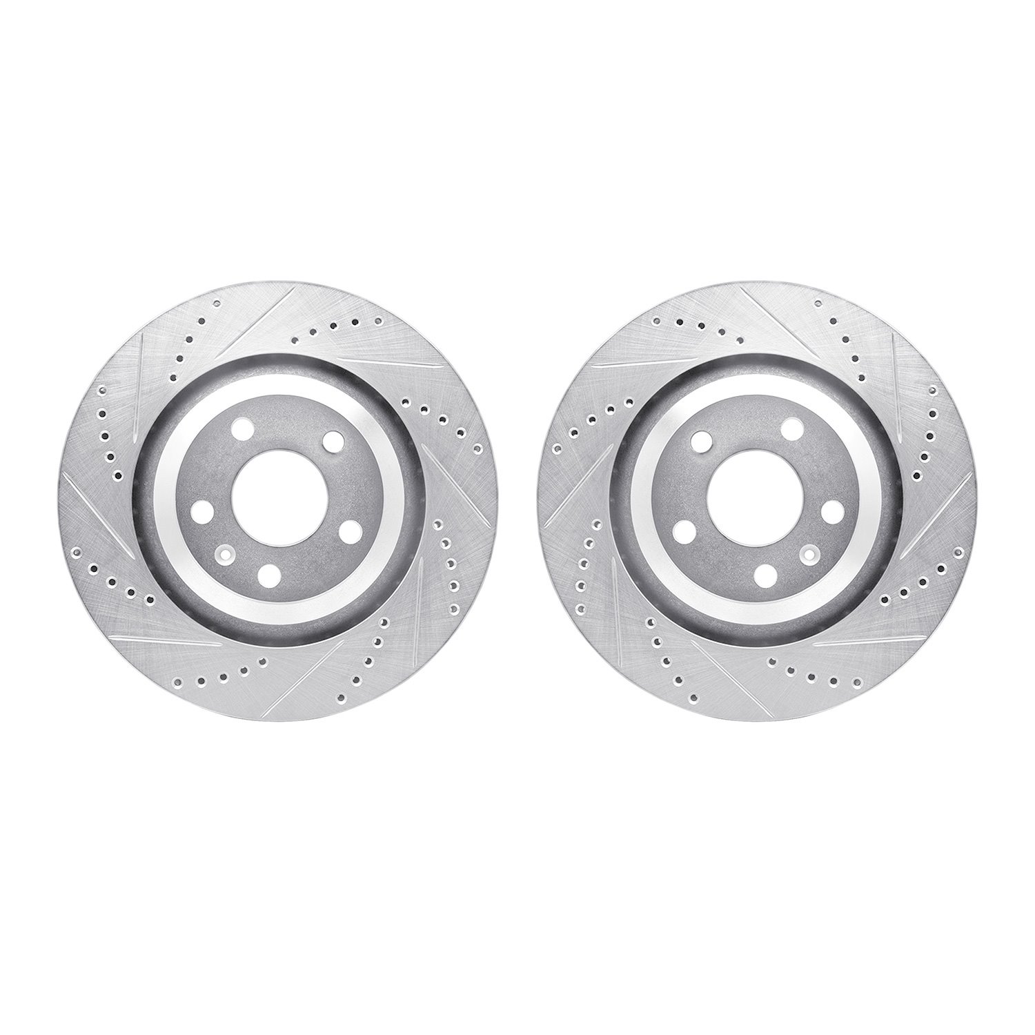 7002-73057 Drilled/Slotted Brake Rotors [Silver], 2005-2011 Audi/Volkswagen, Position: Rear
