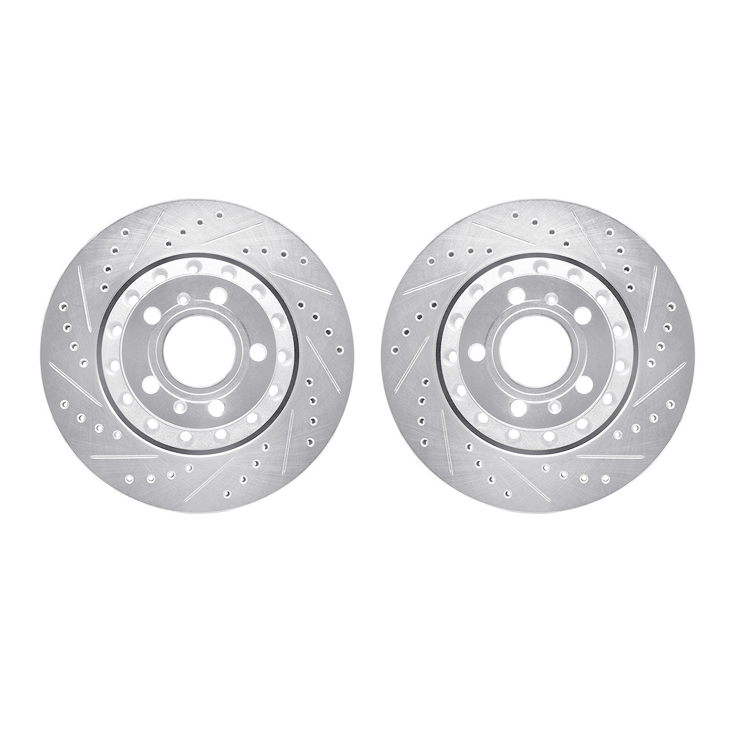 7002-73059 Drilled/Slotted Brake Rotors [Silver], 2004-2010 Audi/Volkswagen, Position: Rear