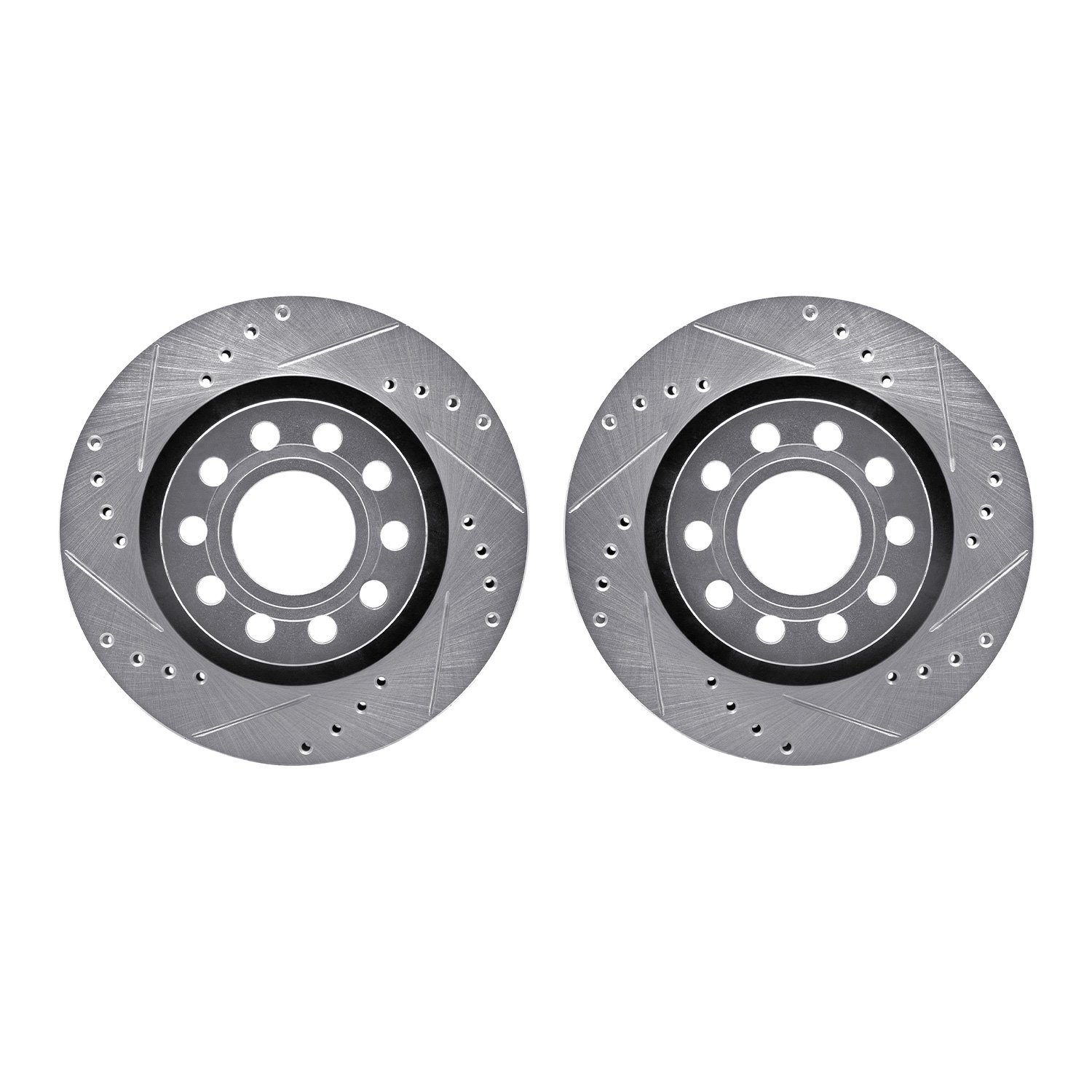 7002-73062 Drilled/Slotted Brake Rotors [Silver], 2004-2005 Audi/Volkswagen, Position: Rear