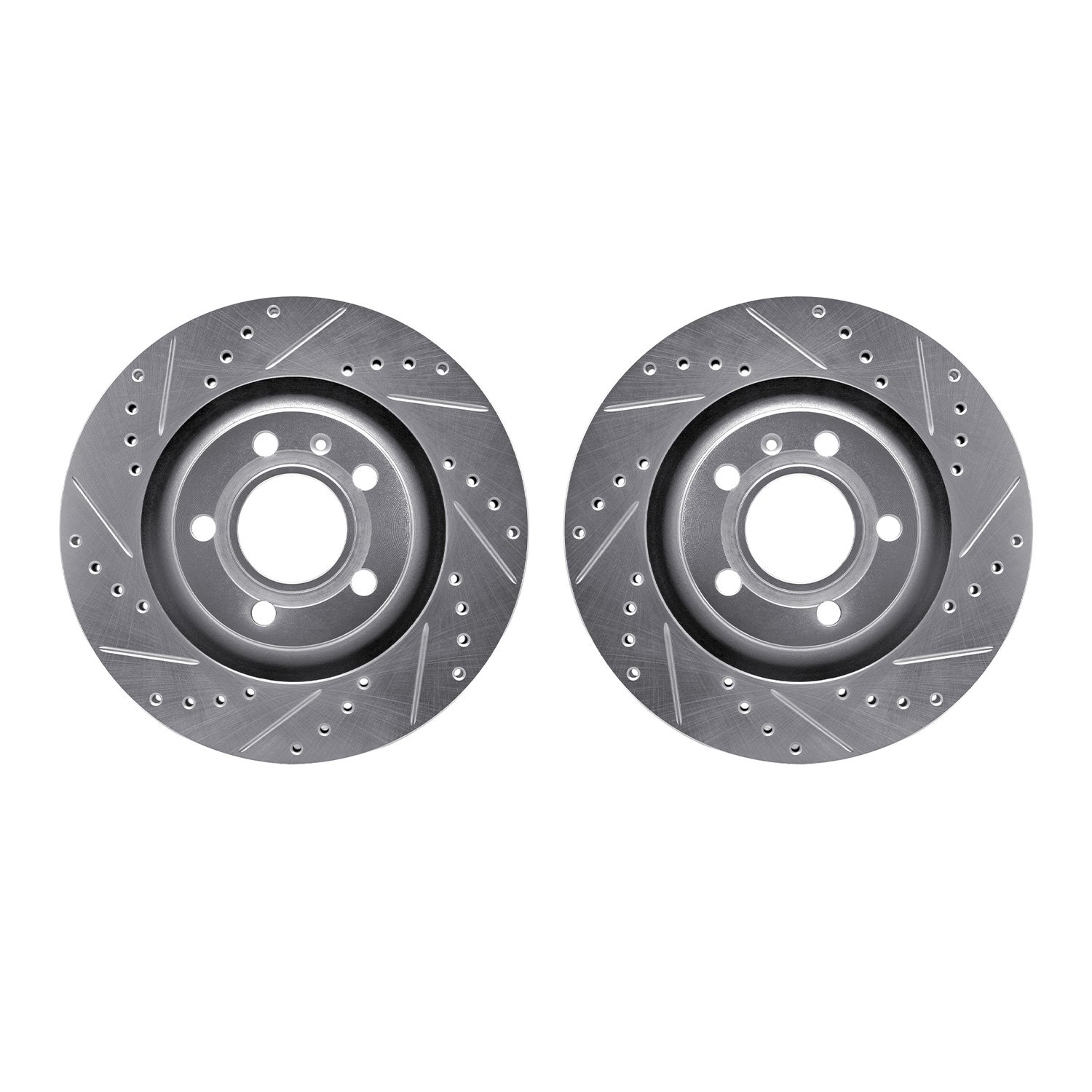 7002-73067 Drilled/Slotted Brake Rotors [Silver], 2004-2009 Audi/Volkswagen, Position: Rear