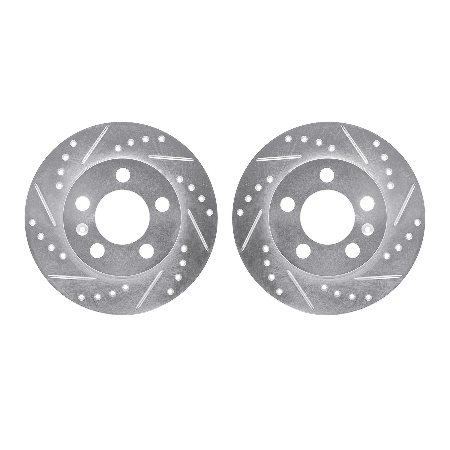 7002-73070 Drilled/Slotted Brake Rotors [Silver], 2001-2006 Audi/Volkswagen, Position: Rear