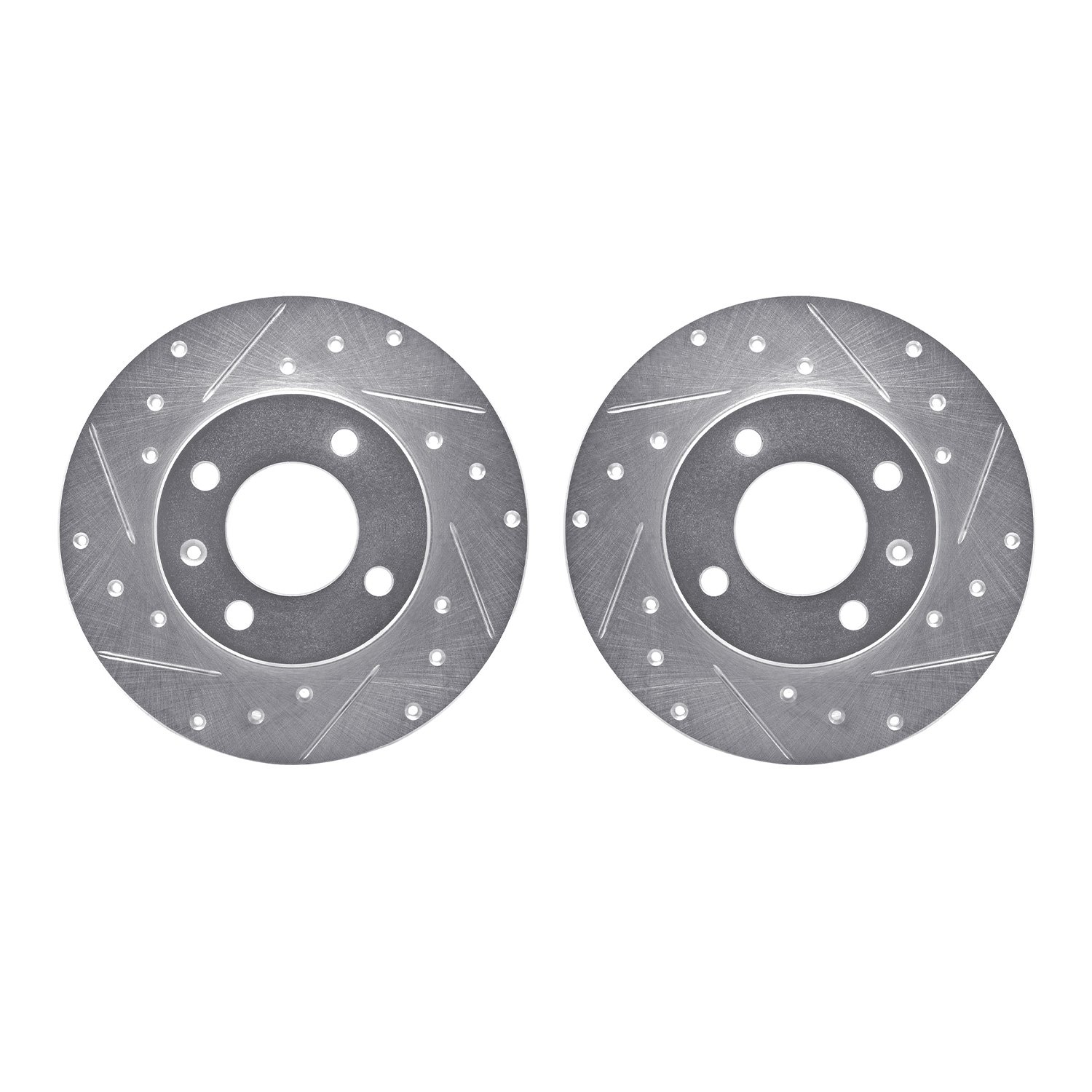 7002-74000 Drilled/Slotted Brake Rotors [Silver], 1973-2009 Audi/Volkswagen, Position: Front