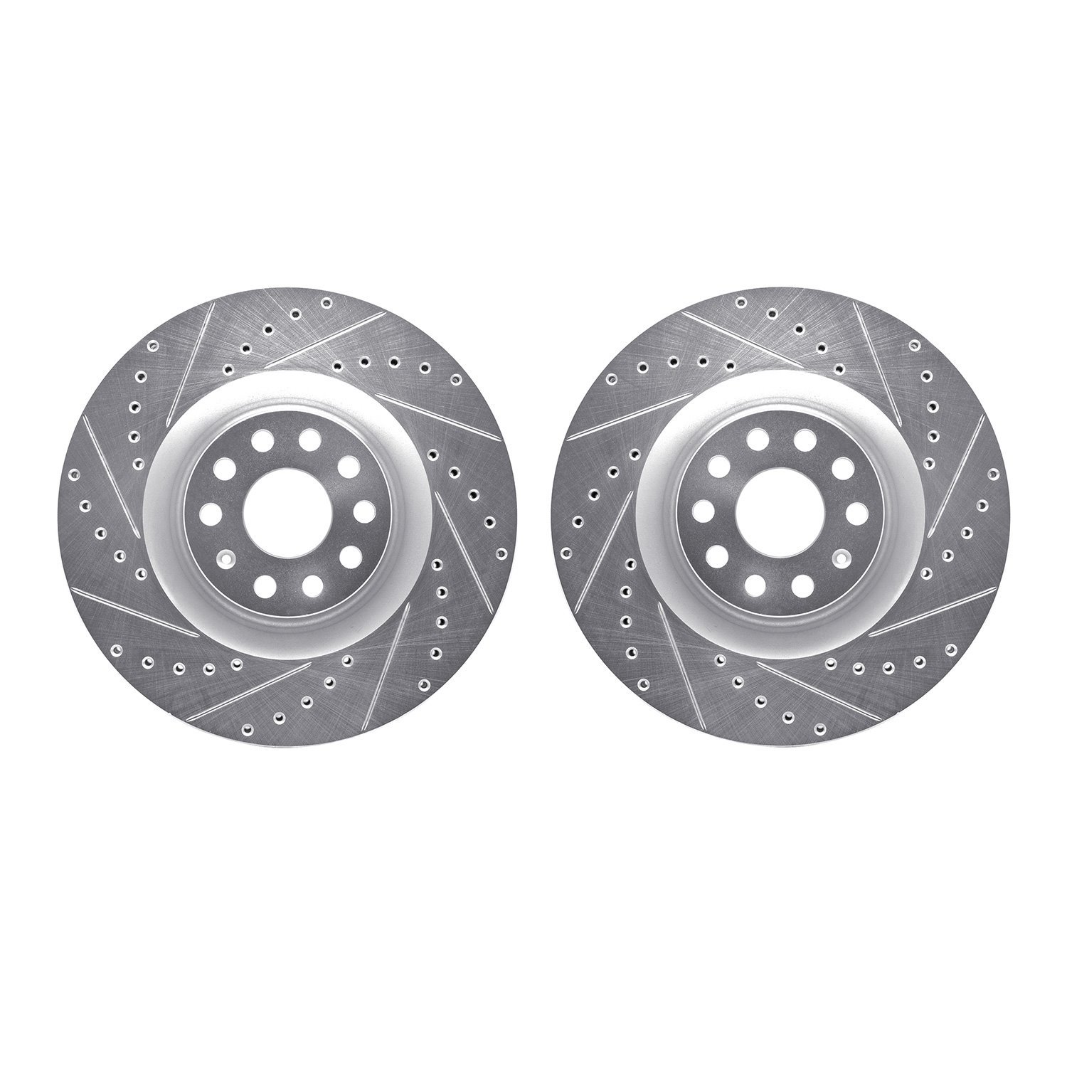 7002-74009 Drilled/Slotted Brake Rotors [Silver], 2006-2013 Audi/Volkswagen, Position: Front
