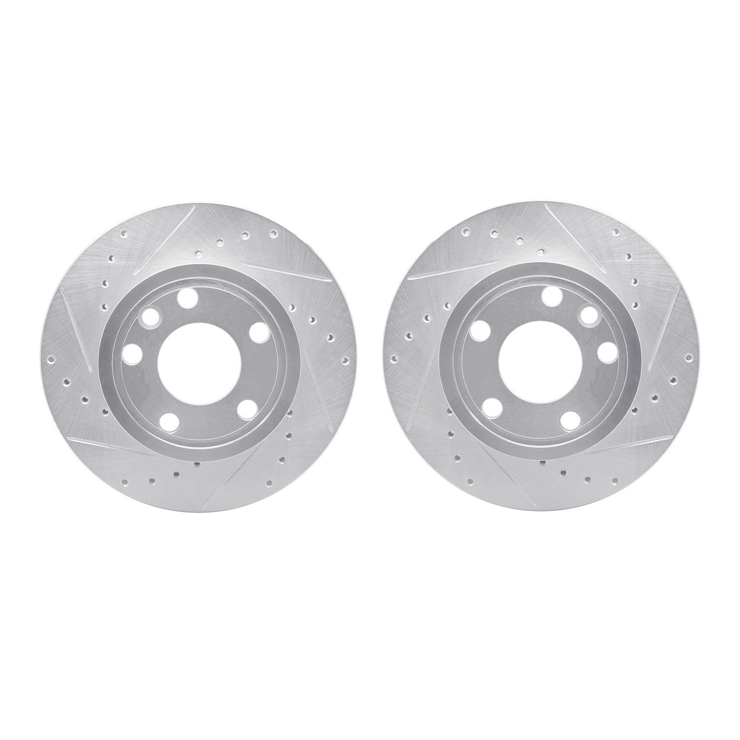 7002-74023 Drilled/Slotted Brake Rotors [Silver], 1992-1995 Audi/Volkswagen, Position: Front