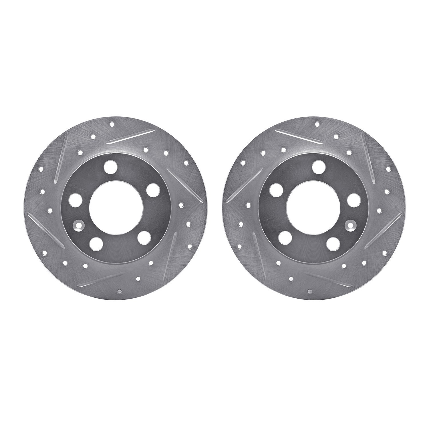 7002-74038 Drilled/Slotted Brake Rotors [Silver], 1998-2020 Multiple Makes/Models, Position: Rear