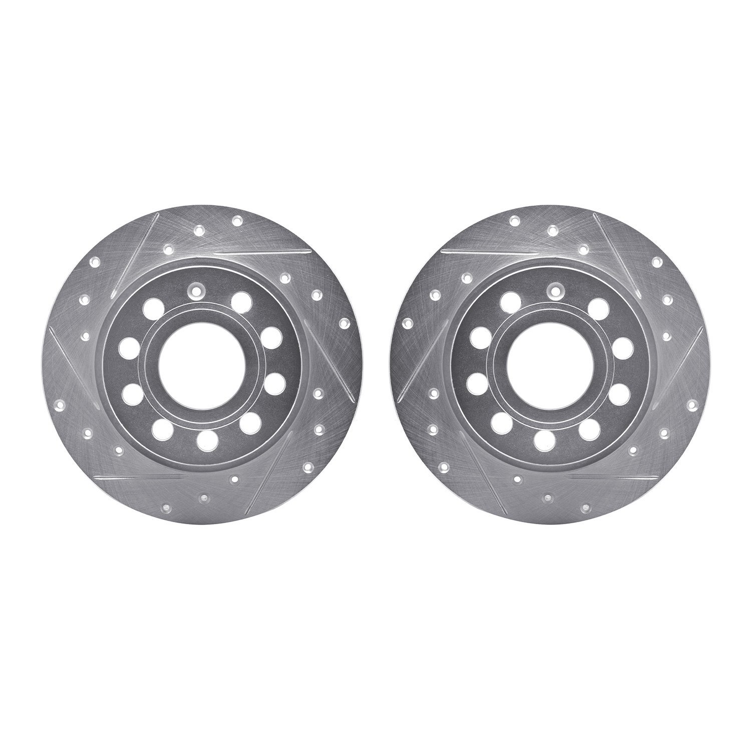 7002-74042 Drilled/Slotted Brake Rotors [Silver], 2010-2019 Audi/Volkswagen, Position: Rear