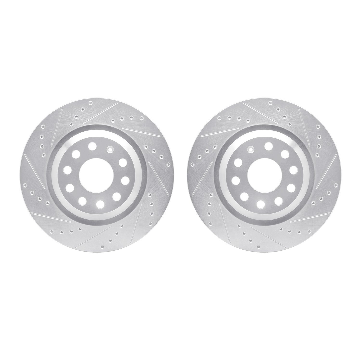 7002-74043 Drilled/Slotted Brake Rotors [Silver], Fits Select Audi/Volkswagen, Position: Rear