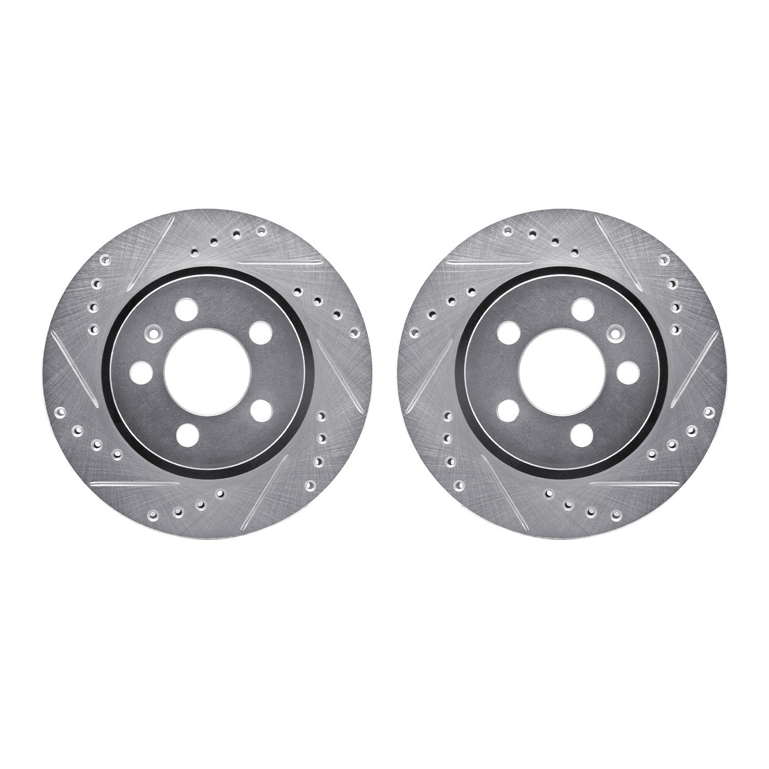 7002-74047 Drilled/Slotted Brake Rotors [Silver], 2000-2006 Audi/Volkswagen, Position: Rear