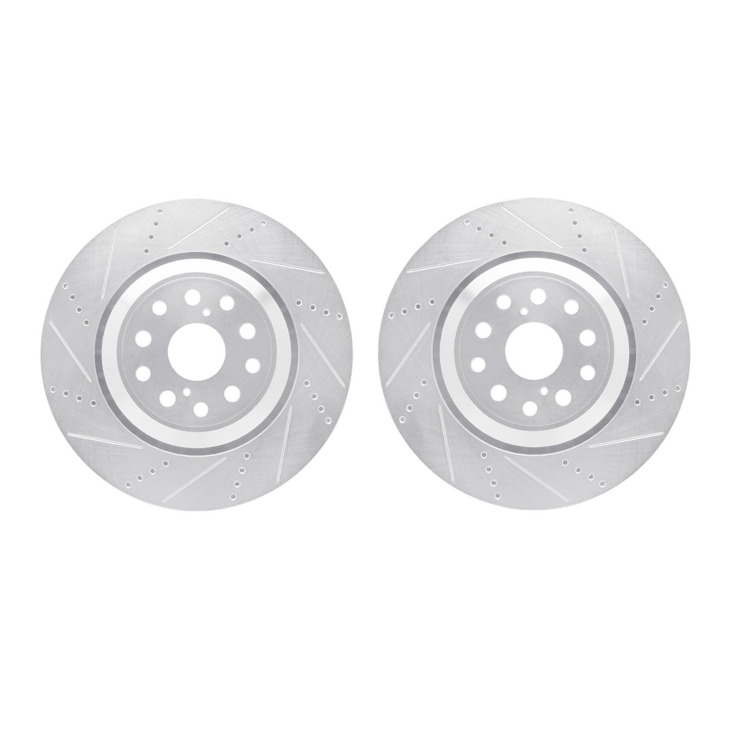 7002-75015 Drilled/Slotted Brake Rotors [Silver], Fits Select Lexus/Toyota/Scion, Position: Front