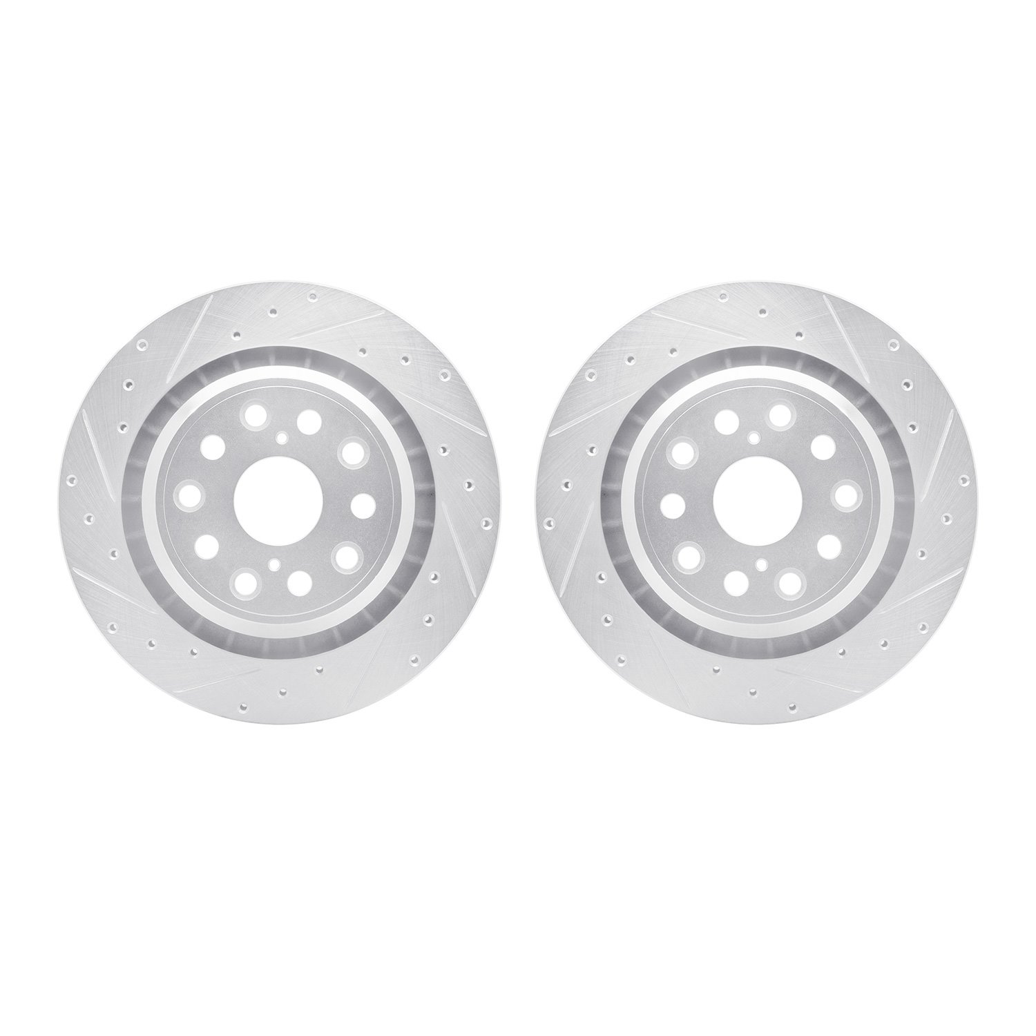 7002-75032 Drilled/Slotted Brake Rotors [Silver], 2007-2021 Lexus/Toyota/Scion, Position: Rear