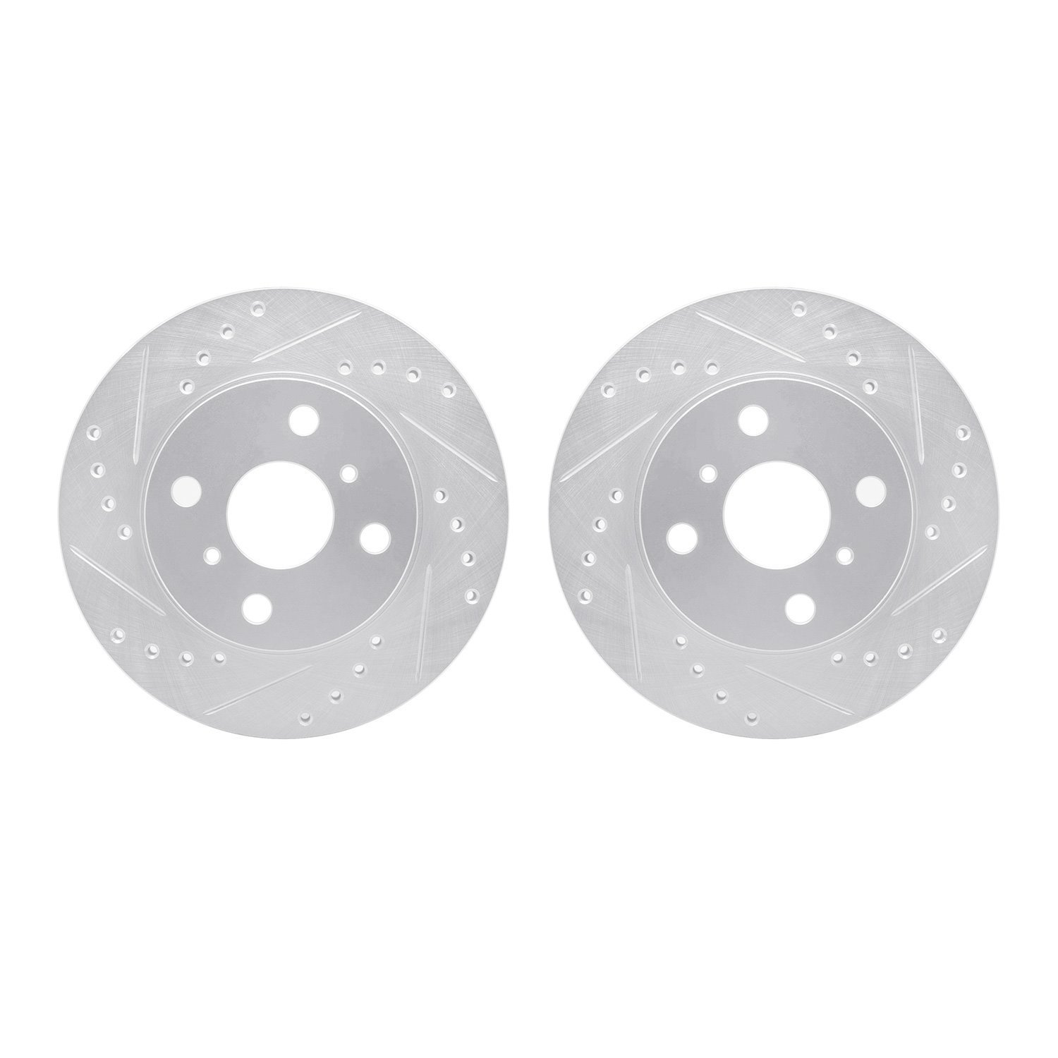 7002-76001 Drilled/Slotted Brake Rotors [Silver], 1985-1988 Multiple Makes/Models, Position: Front