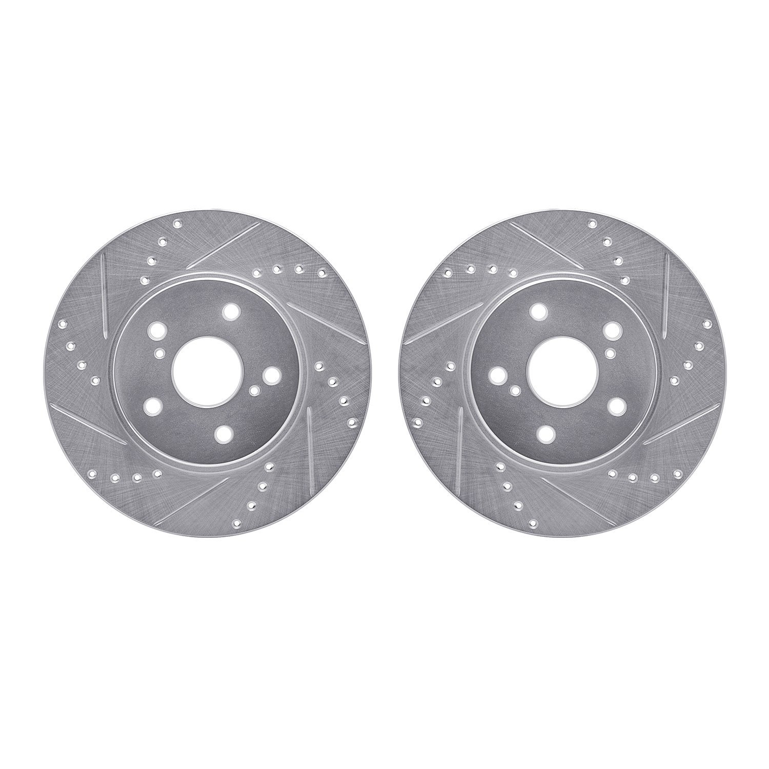 7002-76008 Drilled/Slotted Brake Rotors [Silver], 2002-2015 Lexus/Toyota/Scion, Position: Front