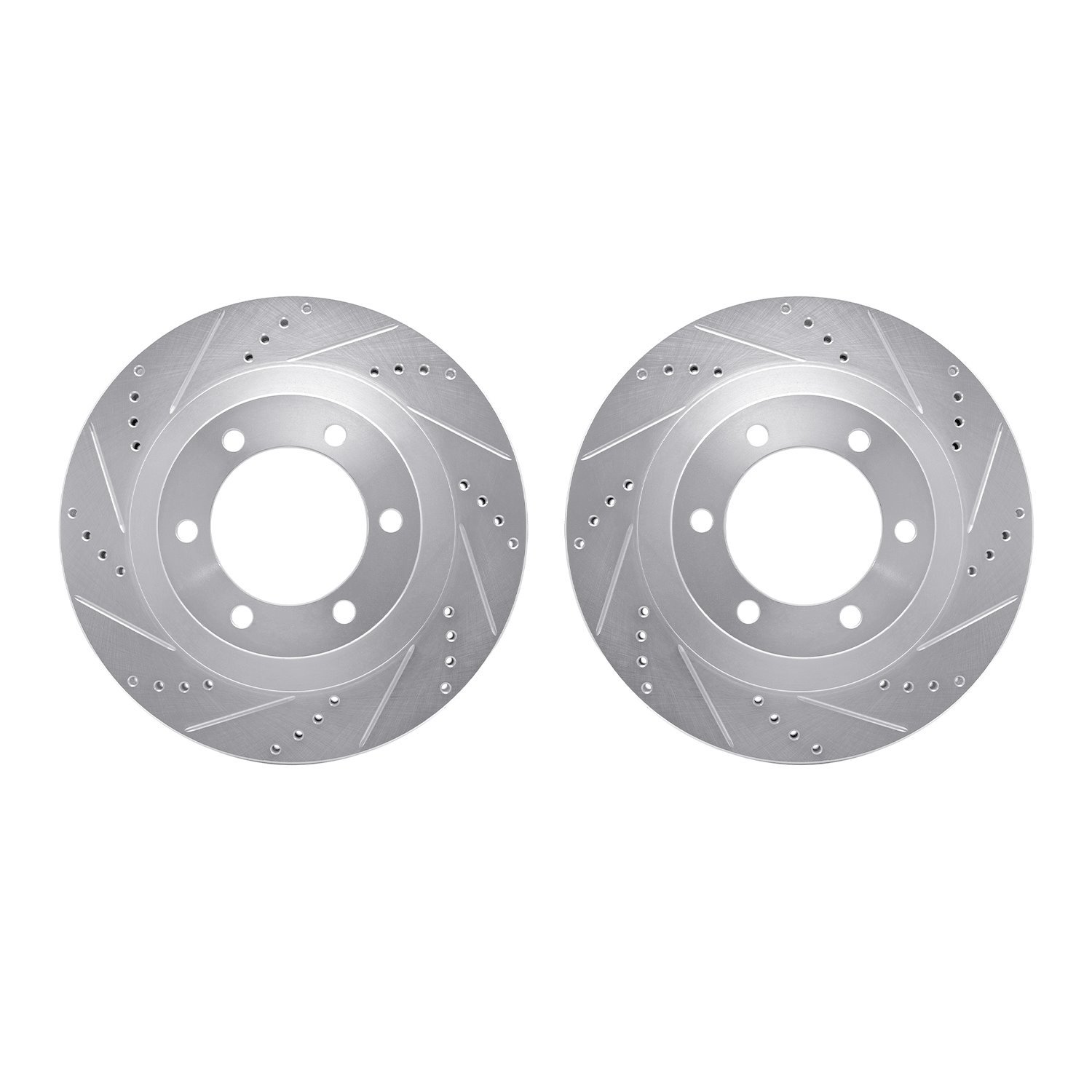 7002-76013 Drilled/Slotted Brake Rotors [Silver], 2003-2009 Lexus/Toyota/Scion, Position: Front