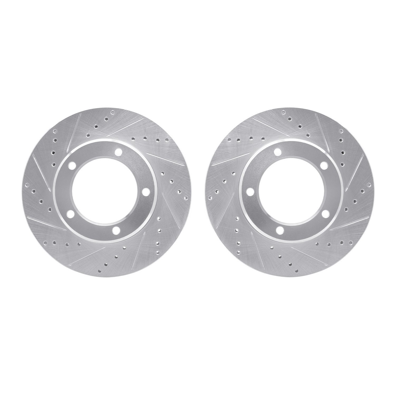 7002-76016 Drilled/Slotted Brake Rotors [Silver], 1998-2007 Lexus/Toyota/Scion, Position: Front