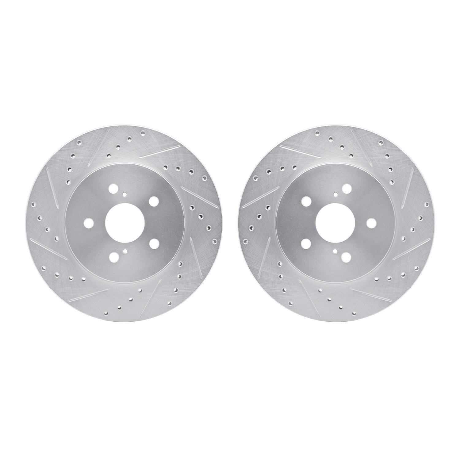 7002-76020 Drilled/Slotted Brake Rotors [Silver], 2004-2009 Lexus/Toyota/Scion, Position: Front