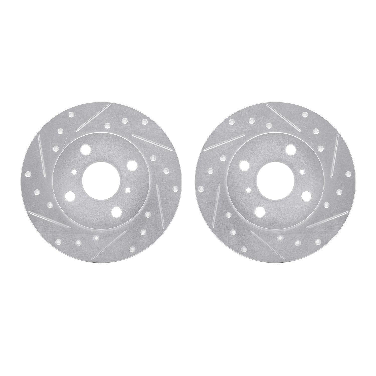7002-76097 Drilled/Slotted Brake Rotors [Silver], 1983-1990 Lexus/Toyota/Scion, Position: Front