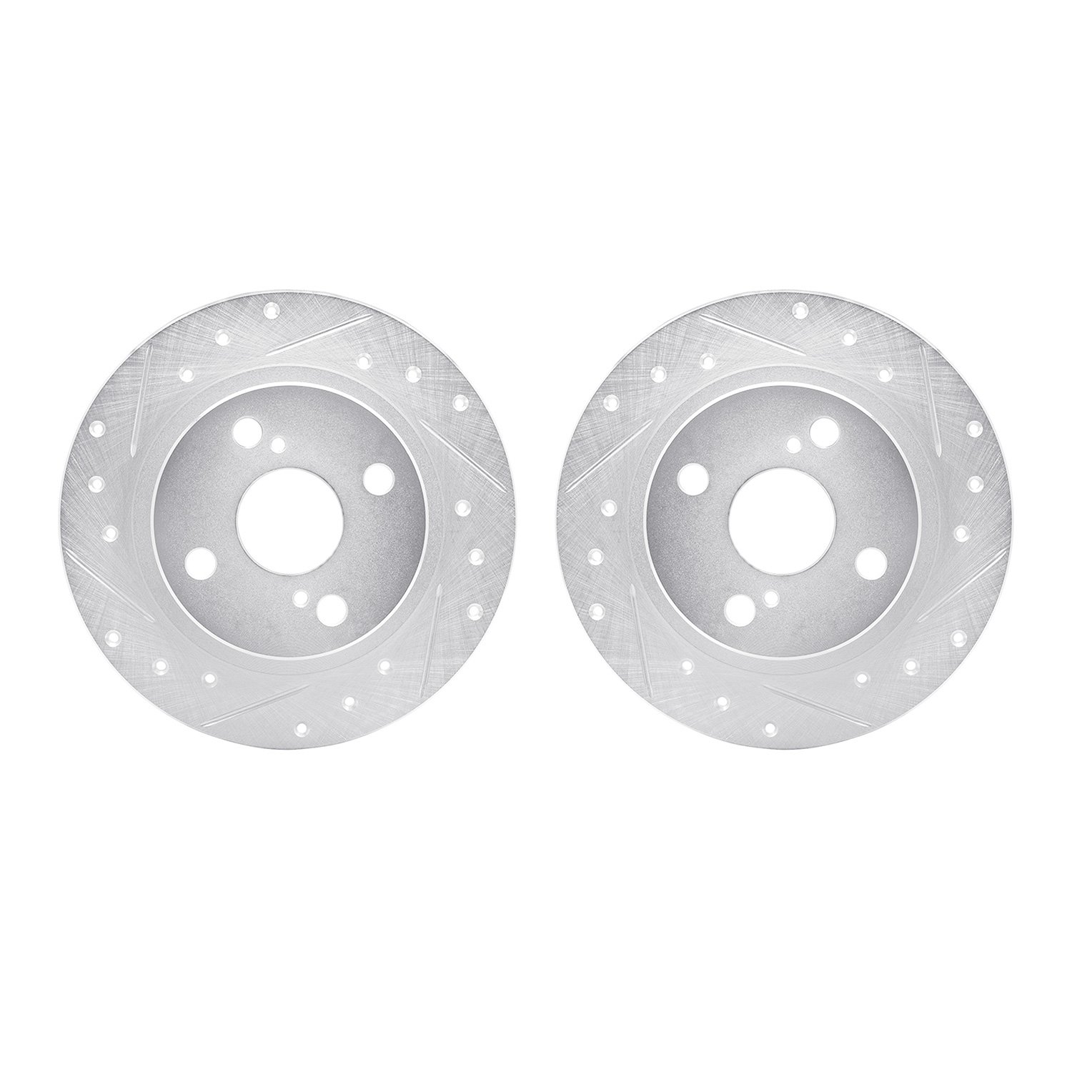 7002-76103 Drilled/Slotted Brake Rotors [Silver], 1987-1992 Multiple Makes/Models, Position: Rear