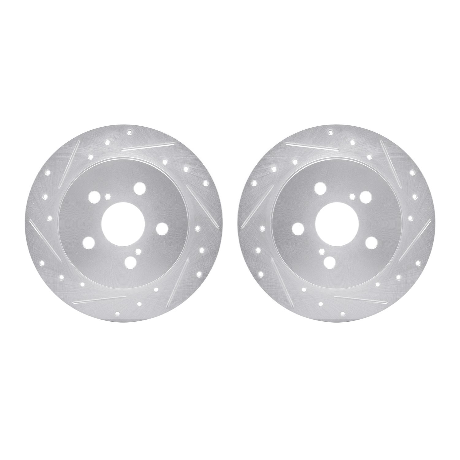 7002-76104 Drilled/Slotted Brake Rotors [Silver], Fits Select Multiple Makes/Models, Position: Rear