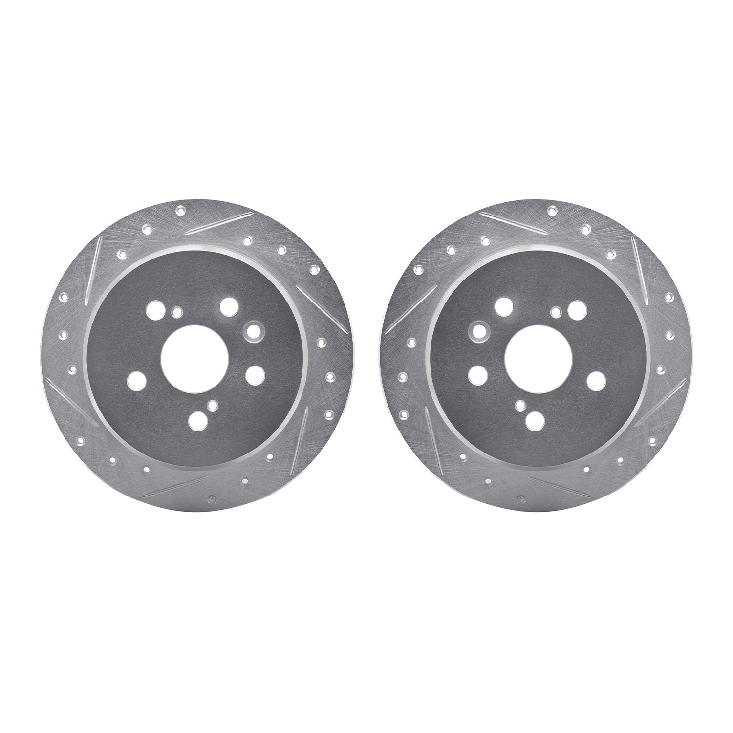 7002-76105 Drilled/Slotted Brake Rotors [Silver], 1986-1993 Lexus/Toyota/Scion, Position: Rear